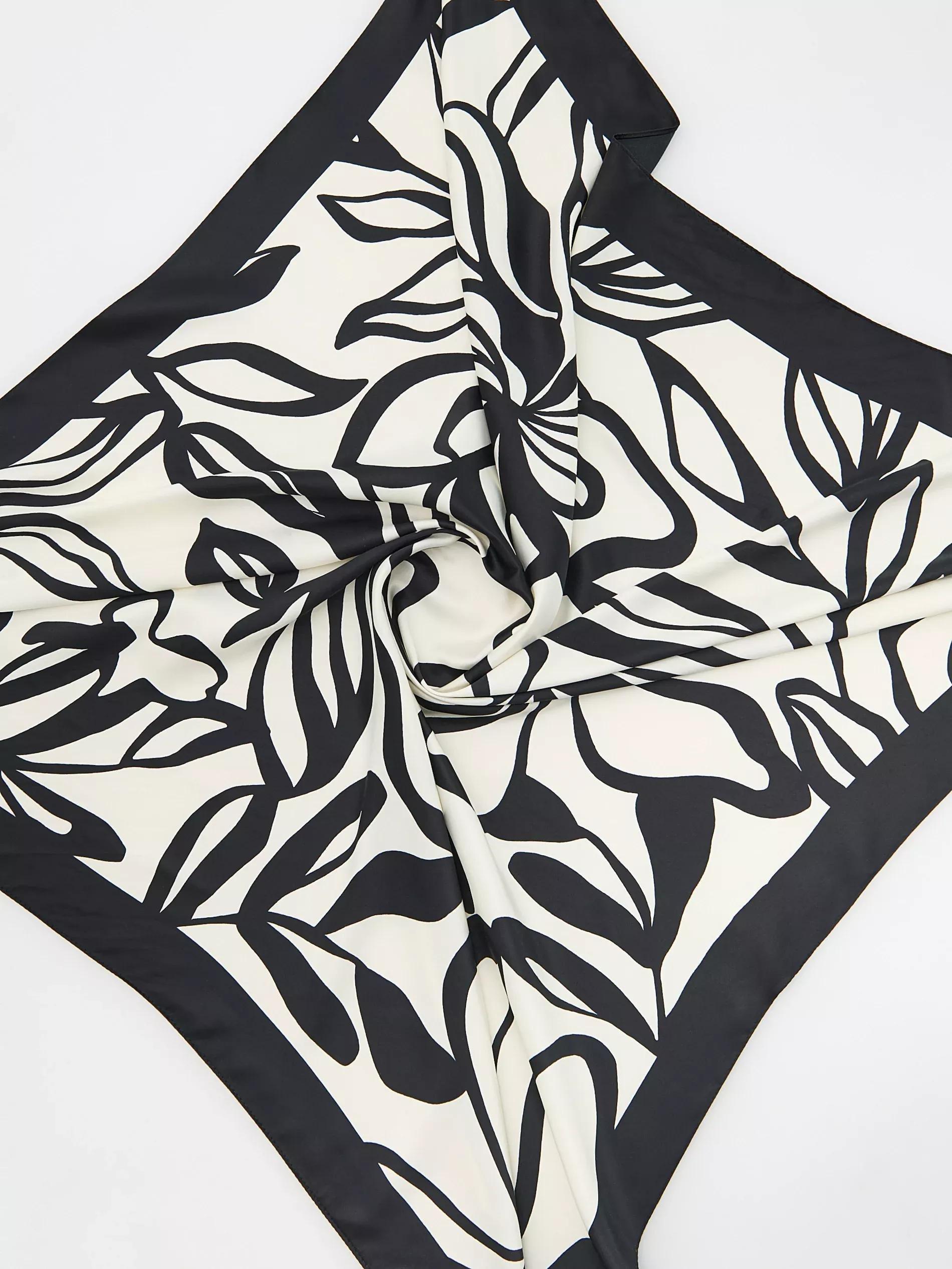 Black Patterned Scarf, Black, large image number 1