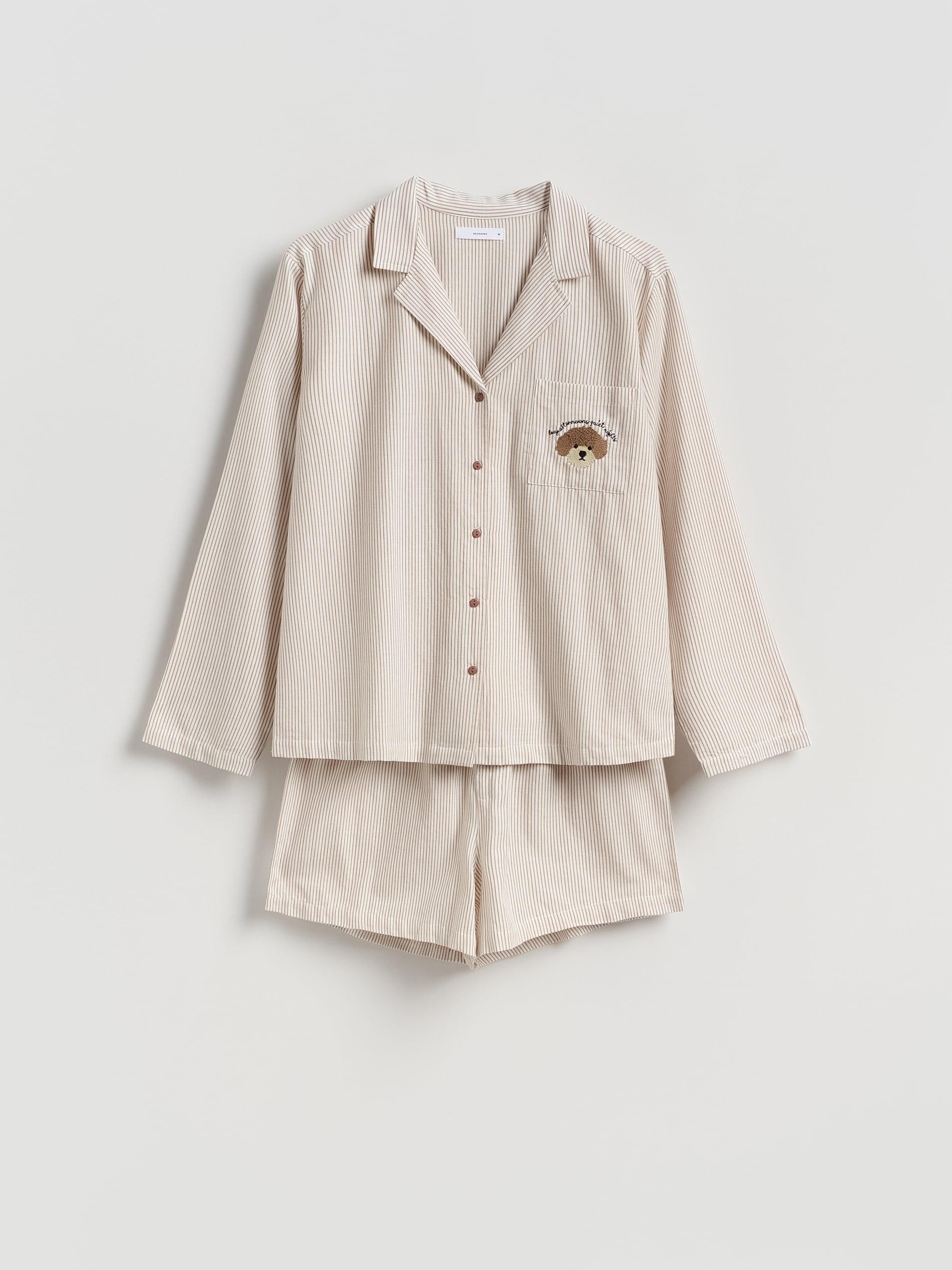 Beige Two Piece Cotton Pyjama Set, Beige, large image number 0