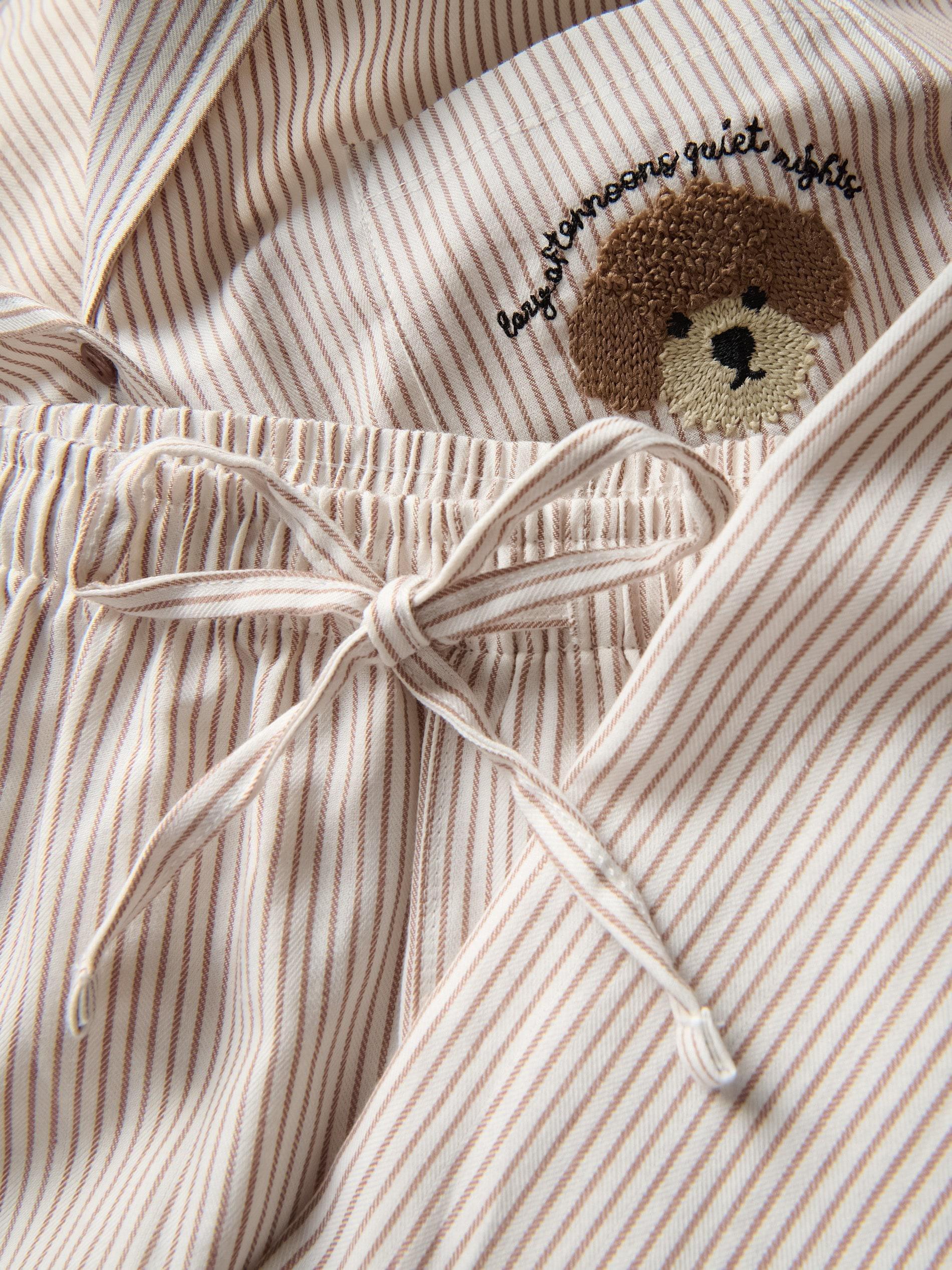 Beige Two Piece Cotton Pyjama Set, Beige, medium