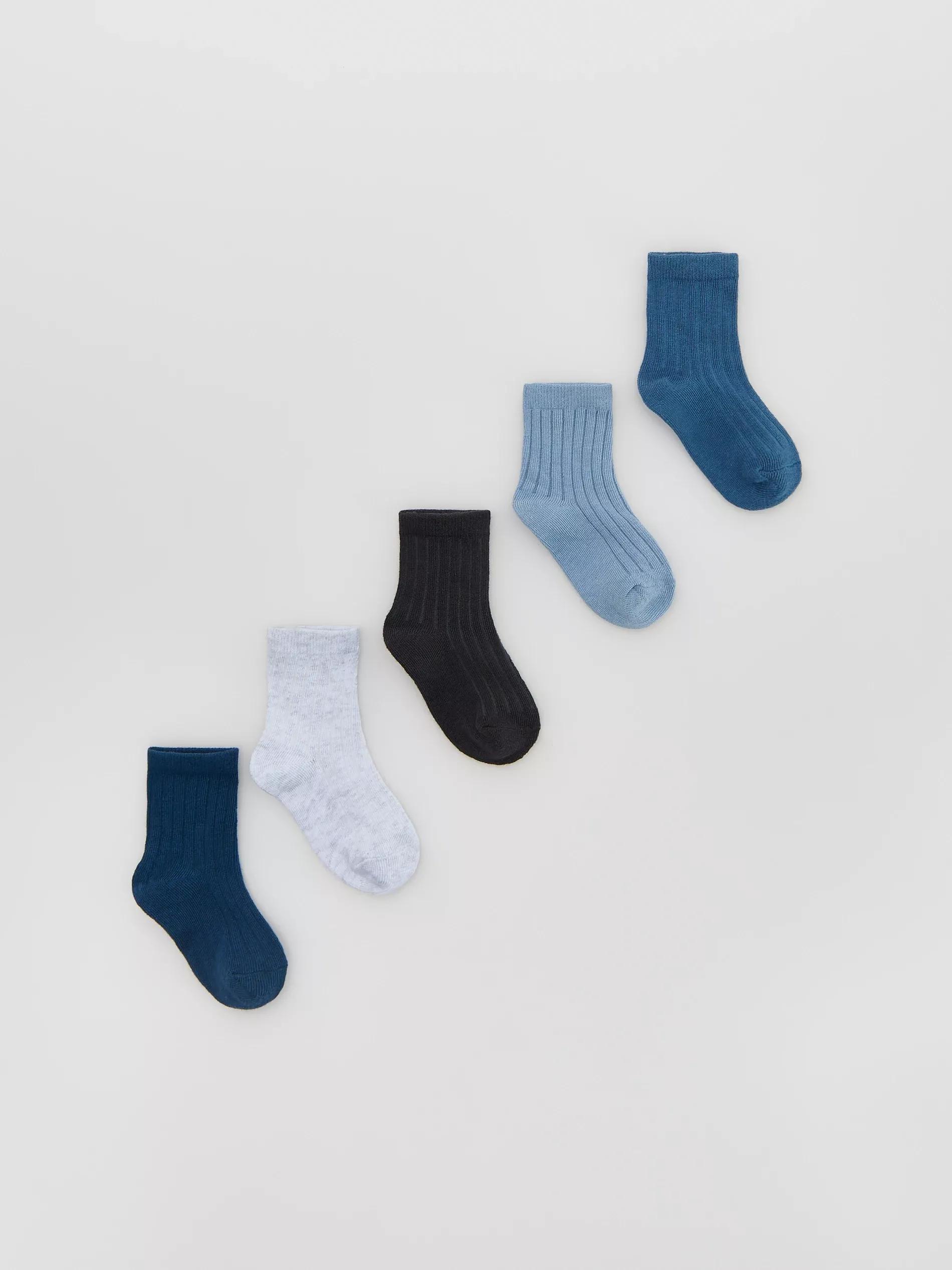 BLUE Cotton socks 5 pack, Blue, medium