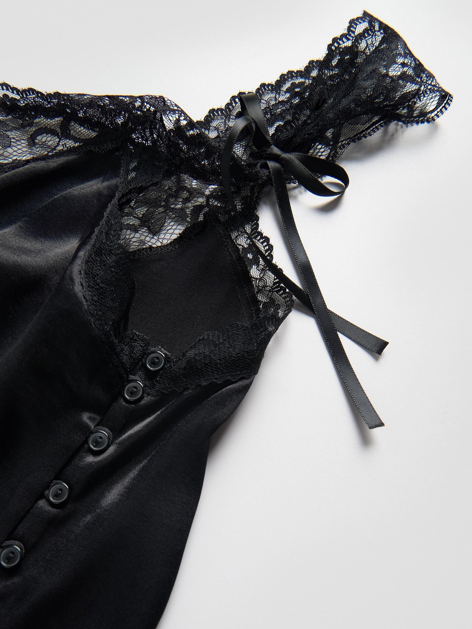 Black Top With Lace Detail, Black, large image number 5