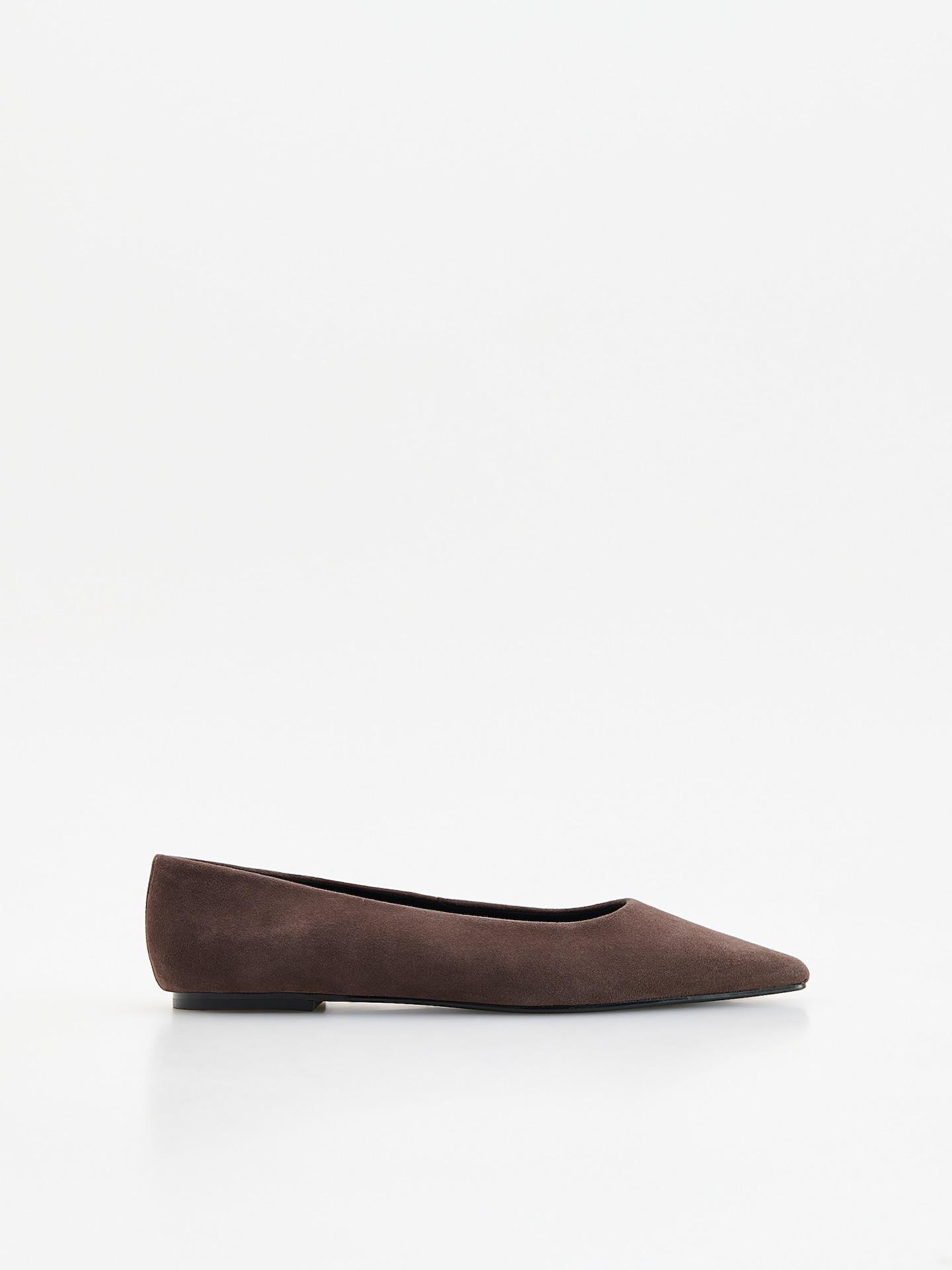 Brown Sheepskin Ballet Flats, Brown, large image number 0