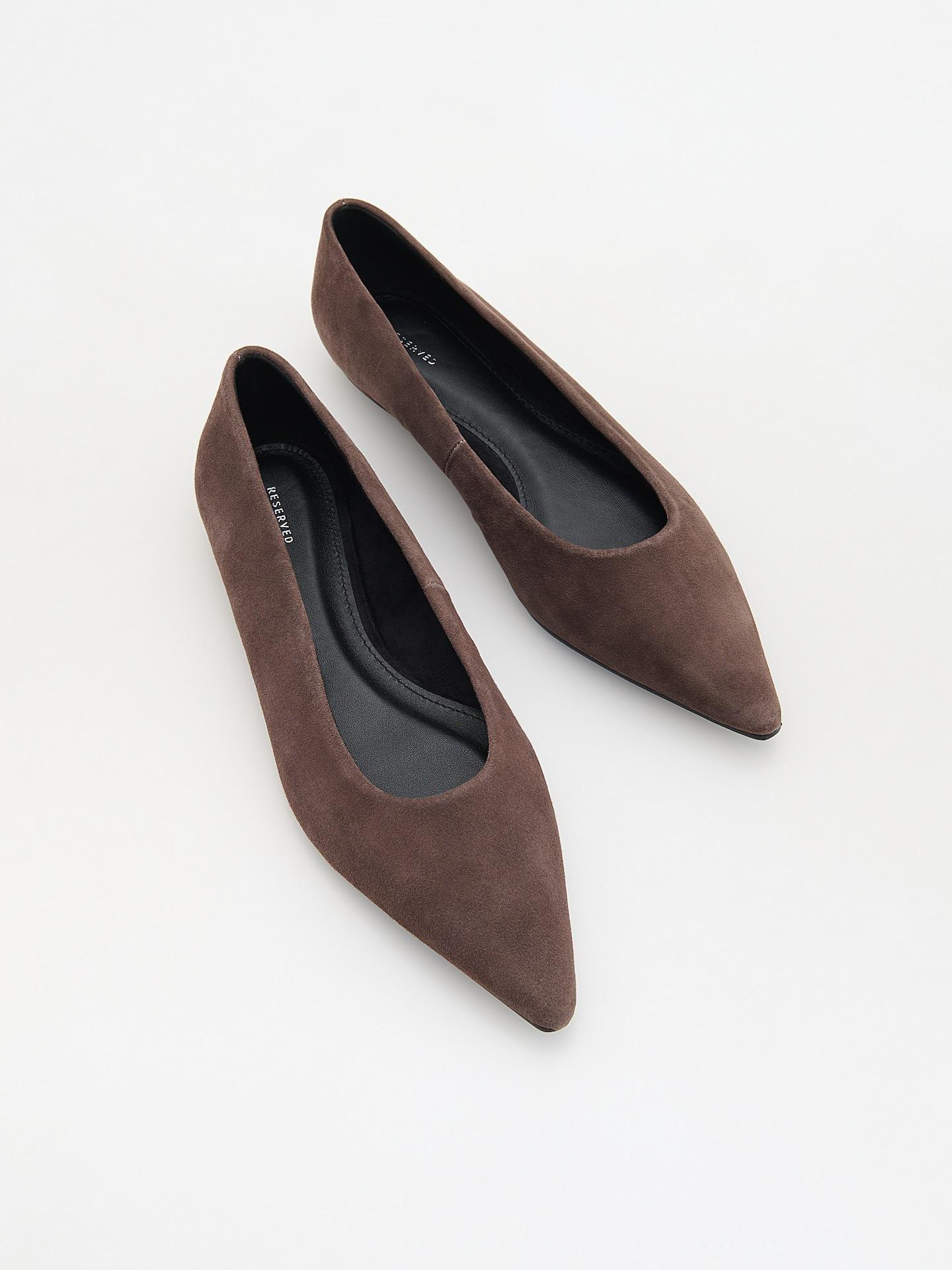 Brown Sheepskin Ballet Flats, Brown, large image number 1