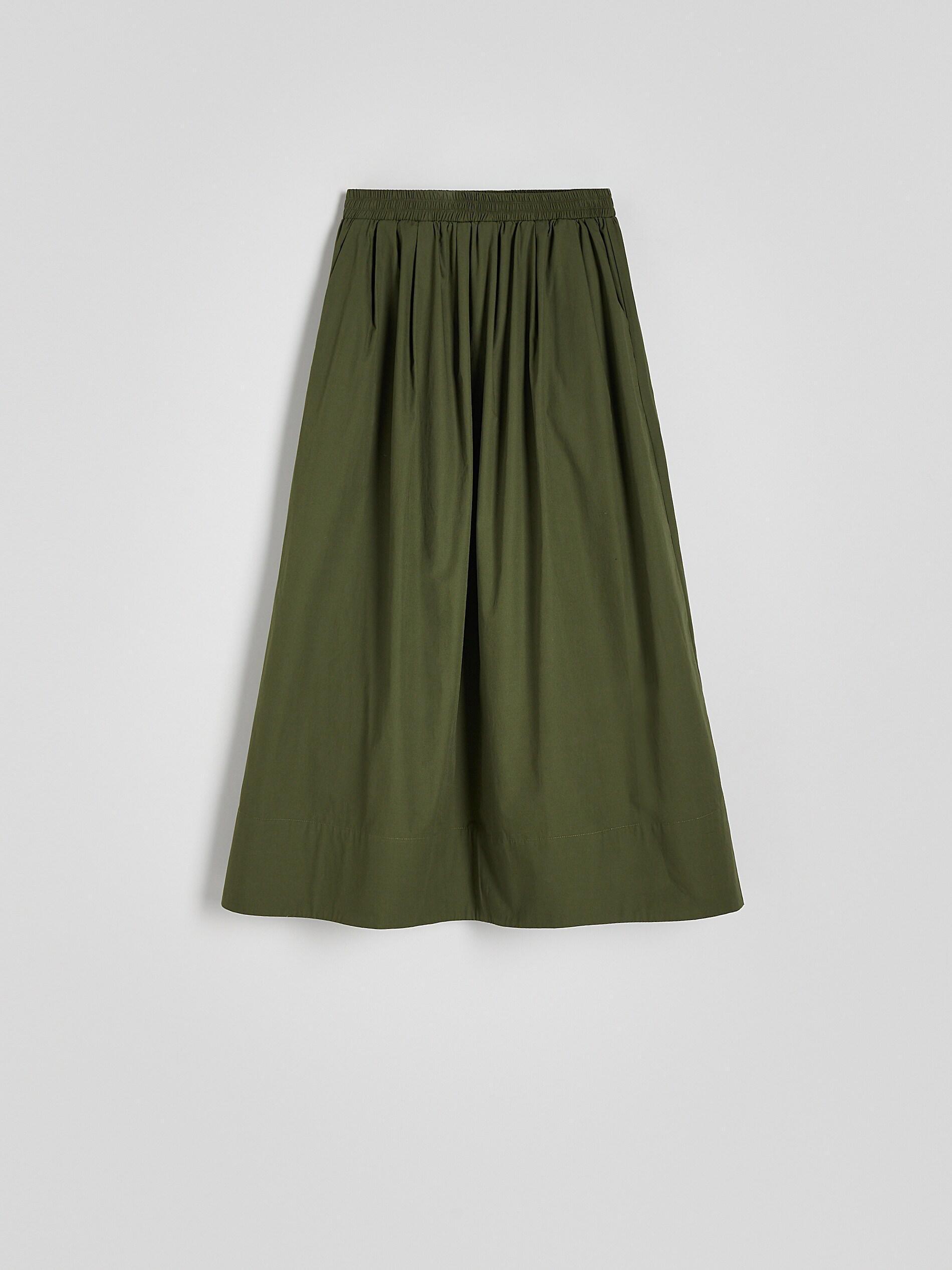 Green Cotton Maxi Skirt, Khaki, medium