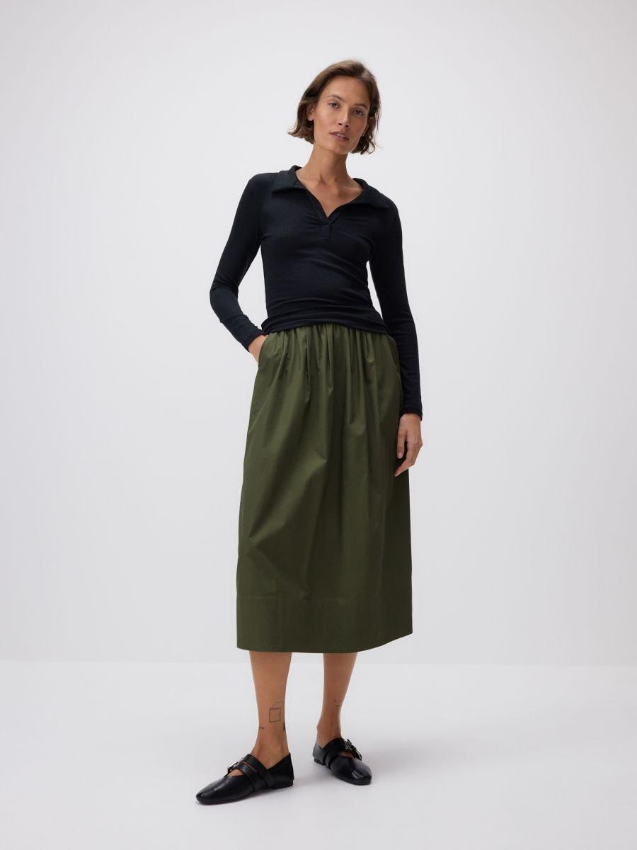 Green Cotton Maxi Skirt, , large image number 1
