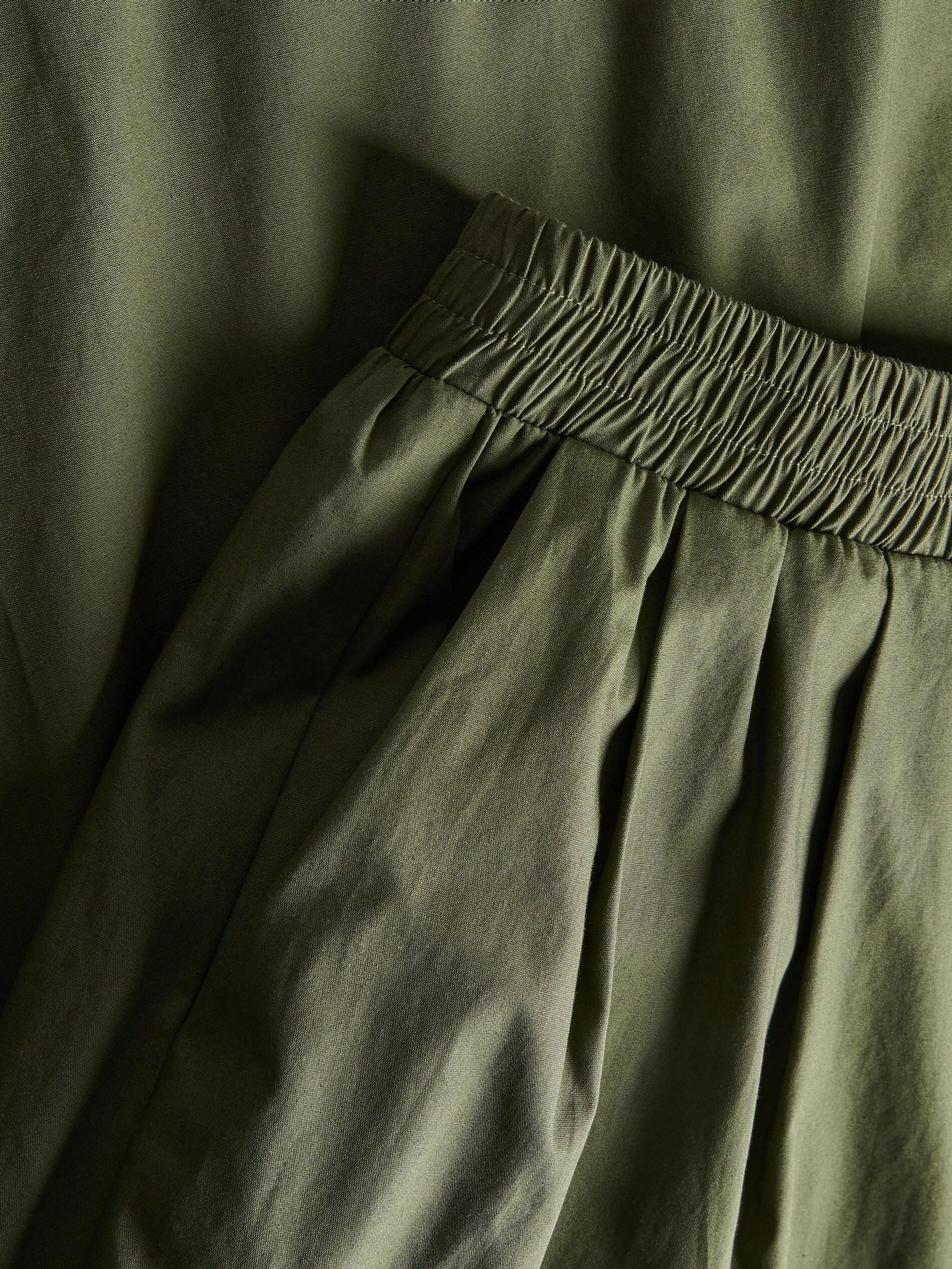 Green Cotton Maxi Skirt, Khaki, medium