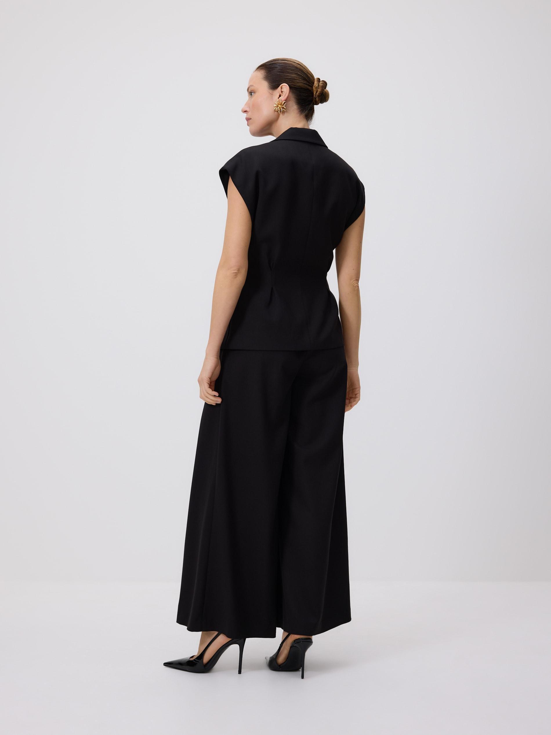 Black Wide Leg Trousers, Black, large image number 2