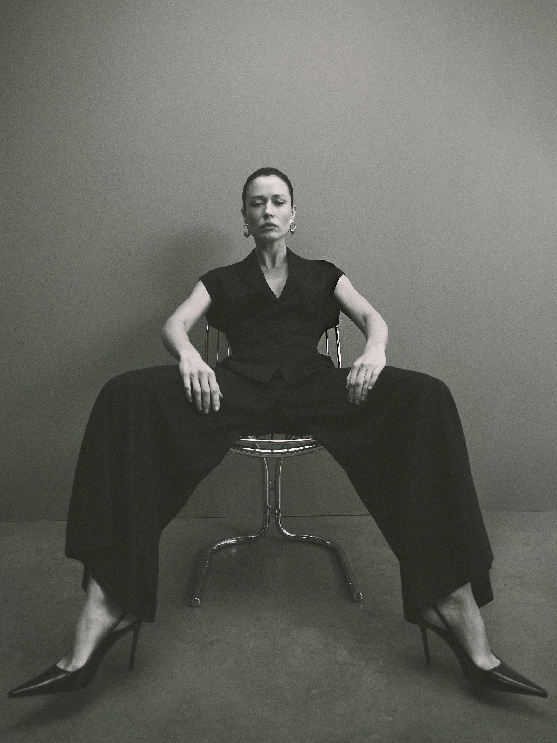 Black Wide Leg Trousers, Black, large image number 8
