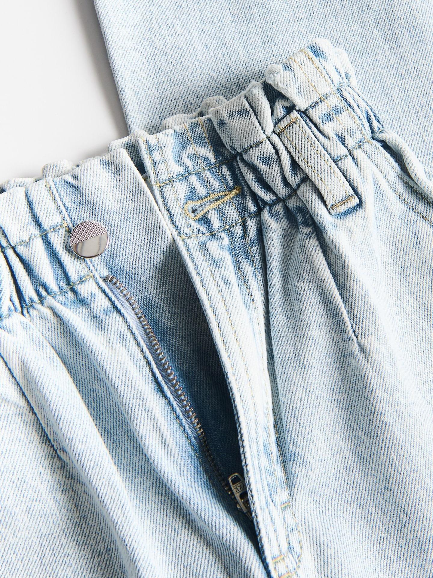 Blue Wide Leg Jeans With Embroidery Detailing, Blue, medium