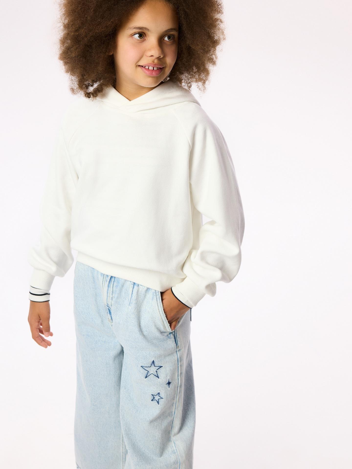 Blue Wide Leg Jeans With Embroidery Detailing, Blue, large image number 5