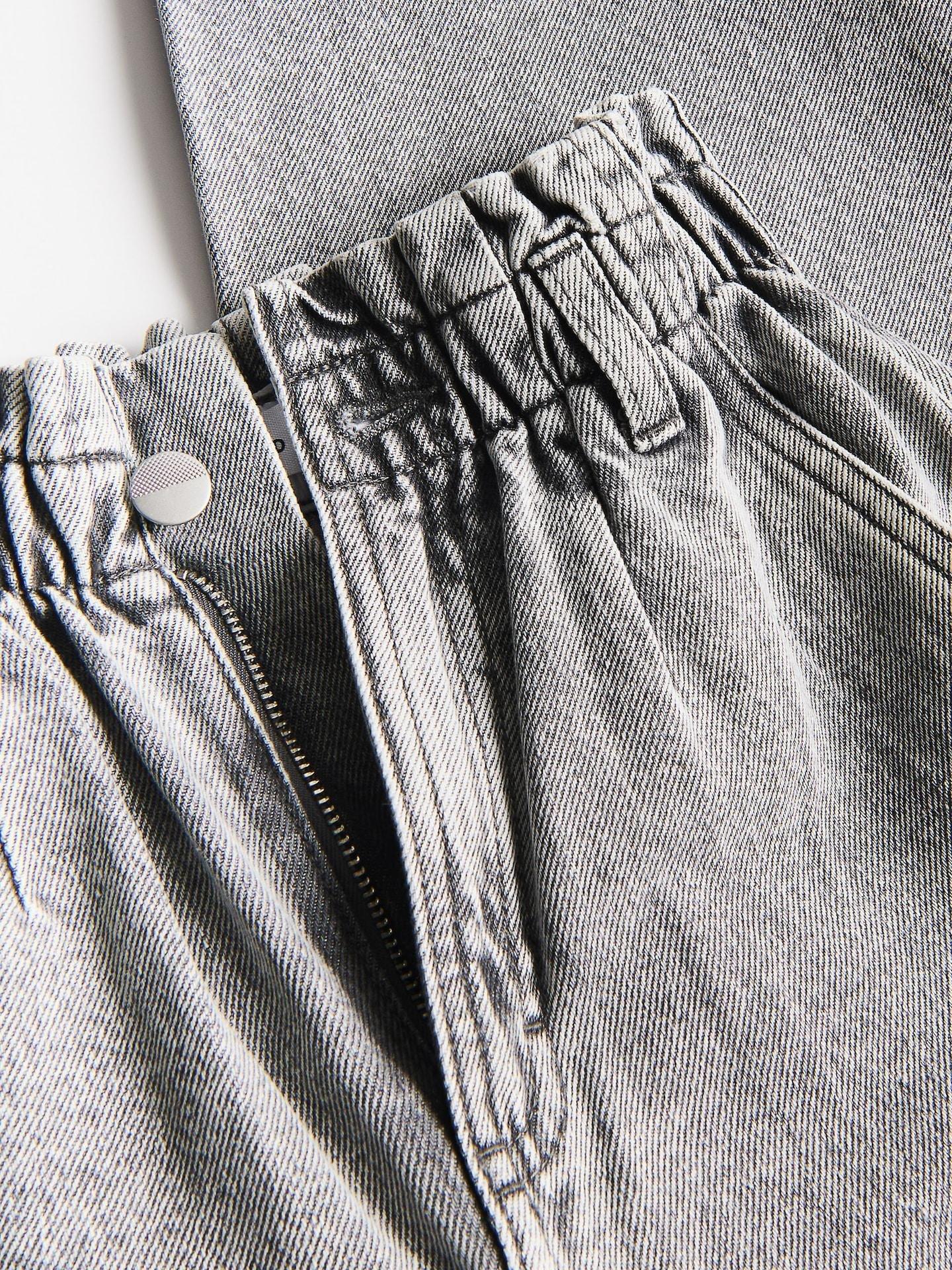 Grey Wide Leg Jeans With Embroidery Detailing, Light grey, large image number 1