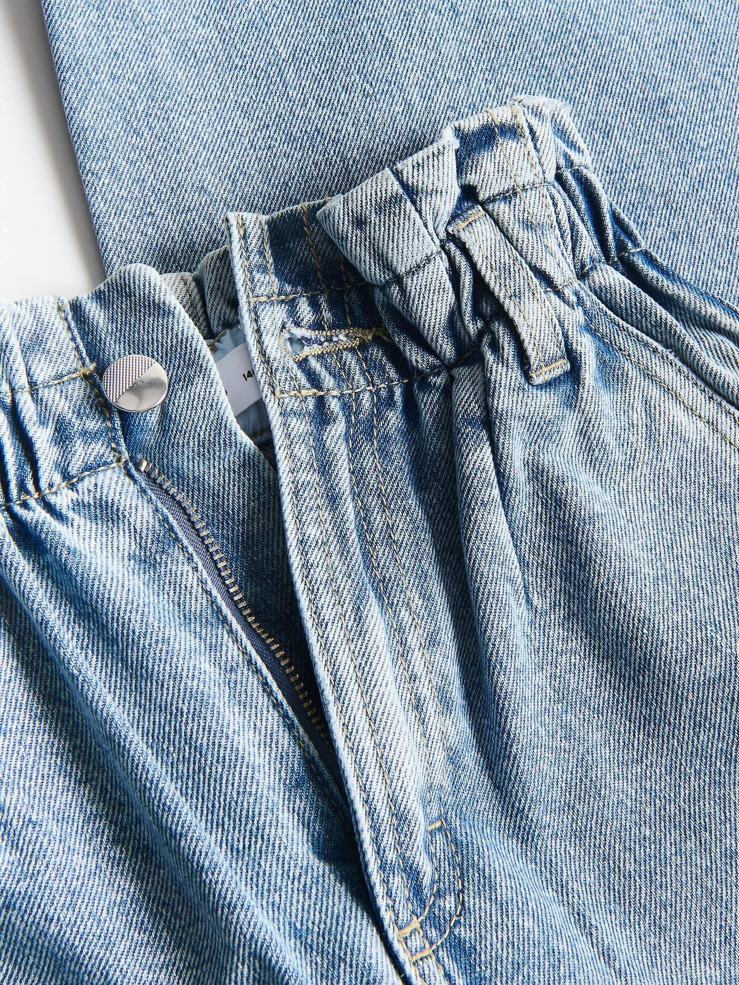 Blue Wide Leg Jeans With Embroidery Detailing, Blue, medium