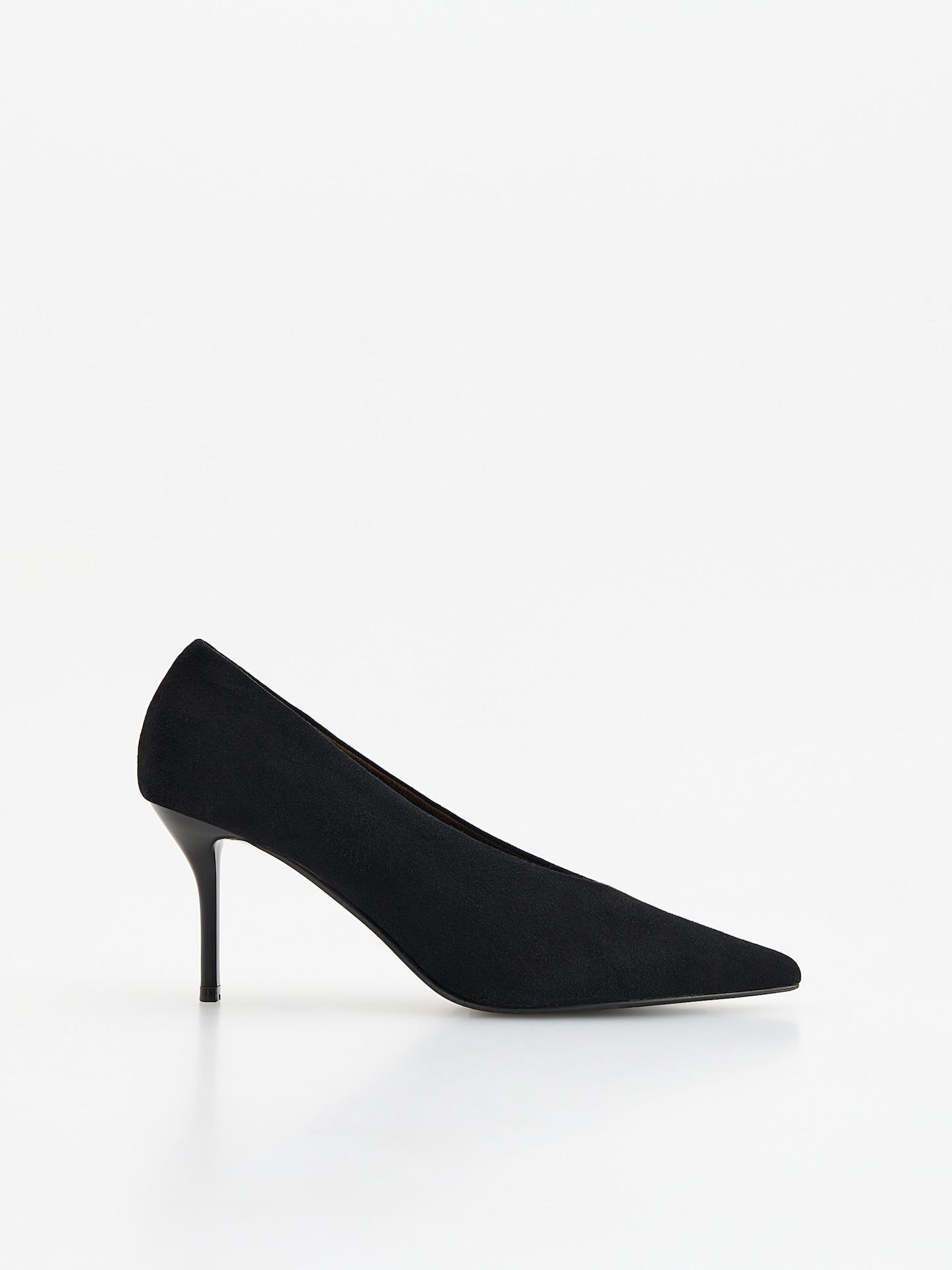Black Sheepskin Pumps, Black, large image number 1