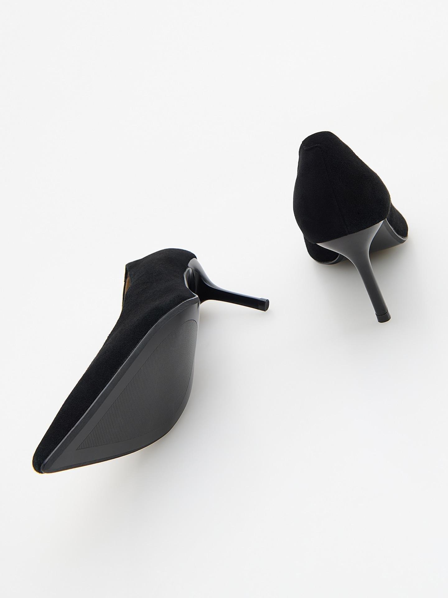 Black Sheepskin Pumps, Black, large image number 4