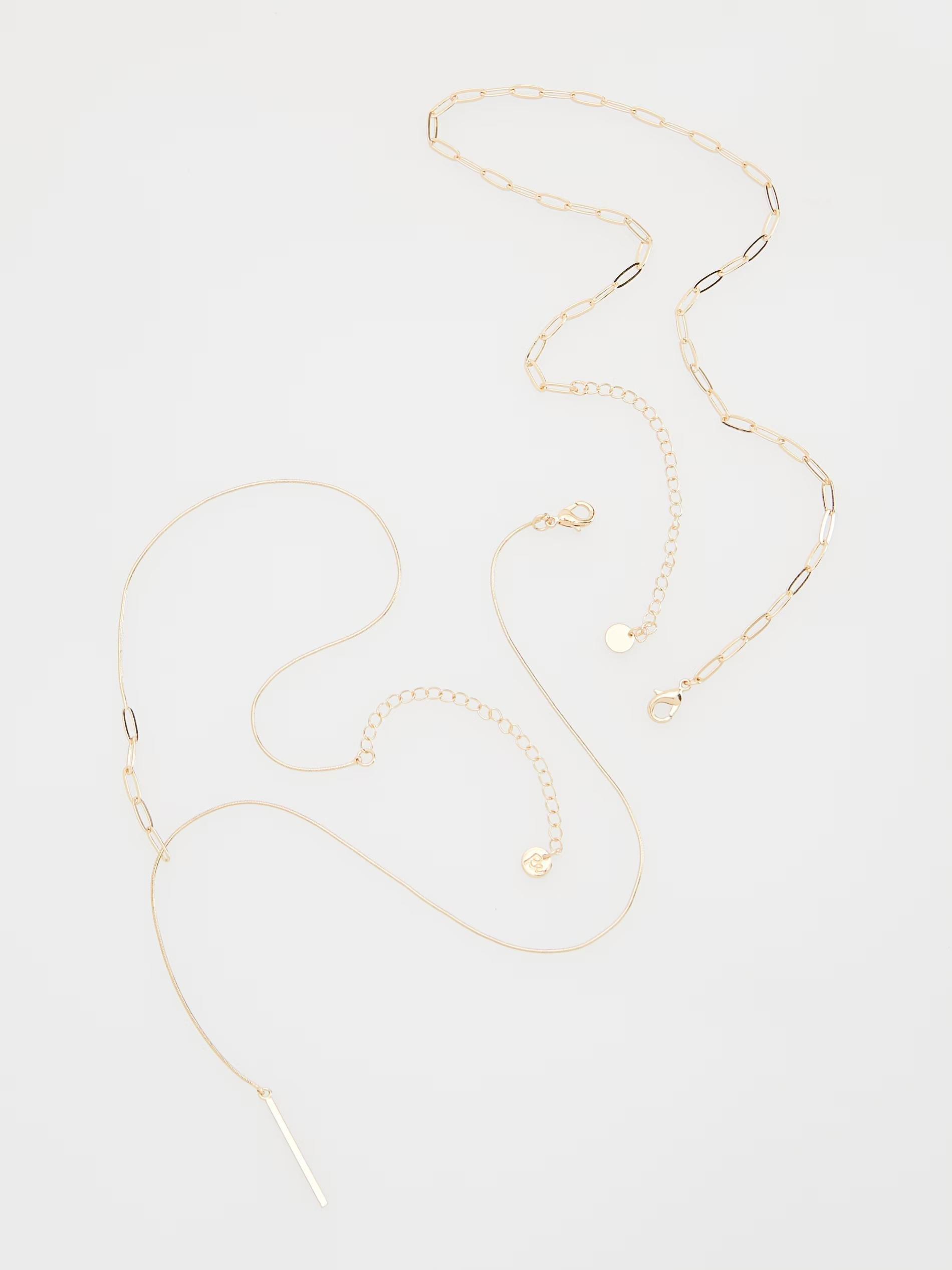 Gold Necklace, Set Of 2, Golden, large image number 2