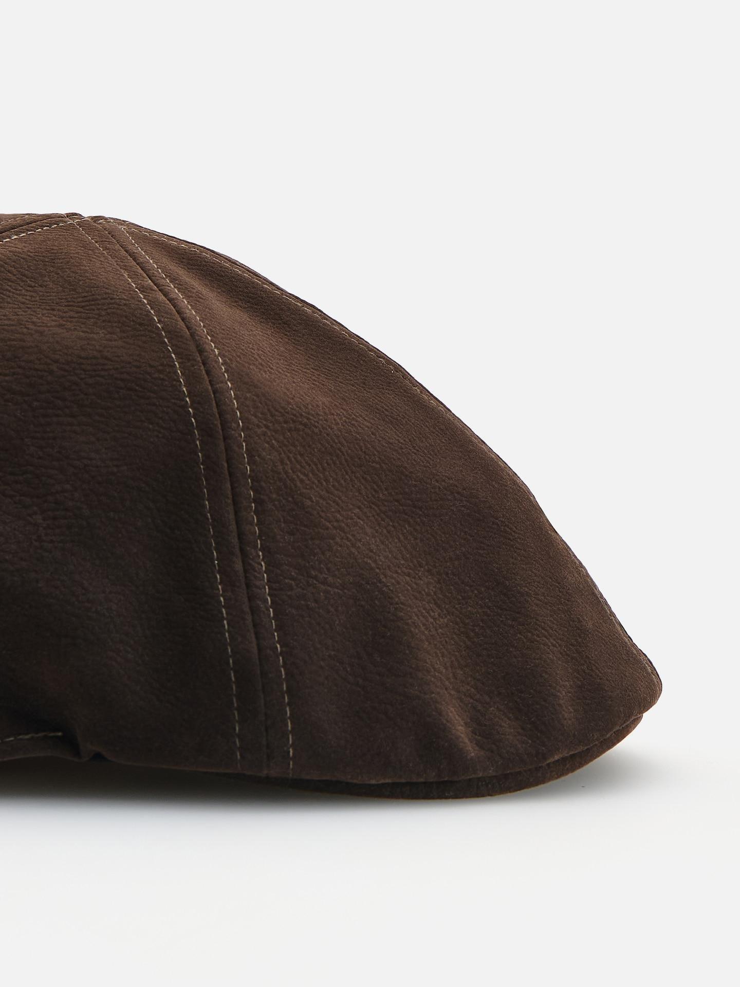 Brown Smooth Flat Cap, Brown, medium