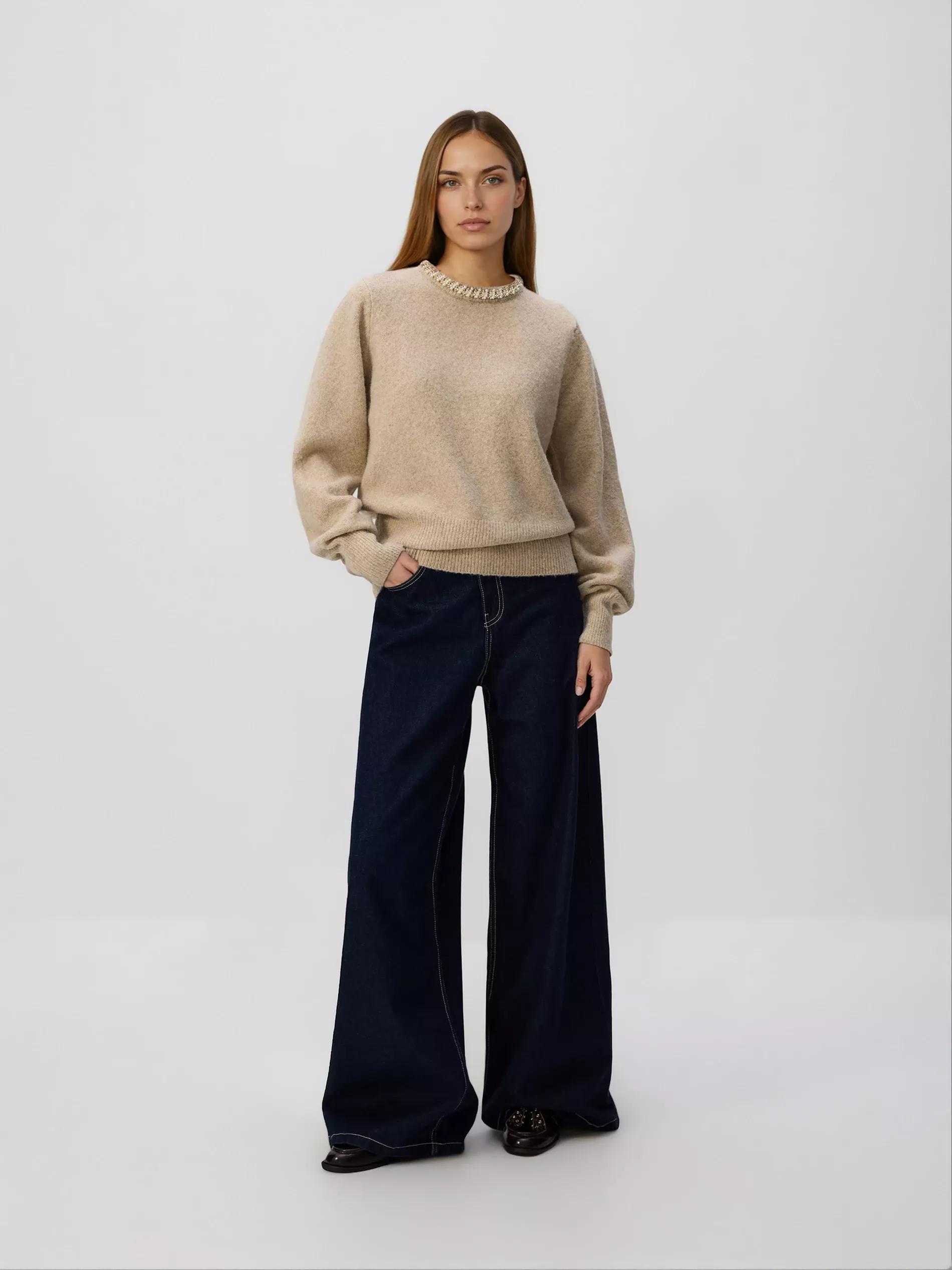 Beige Jumper With Applique, Beige, large image number 2