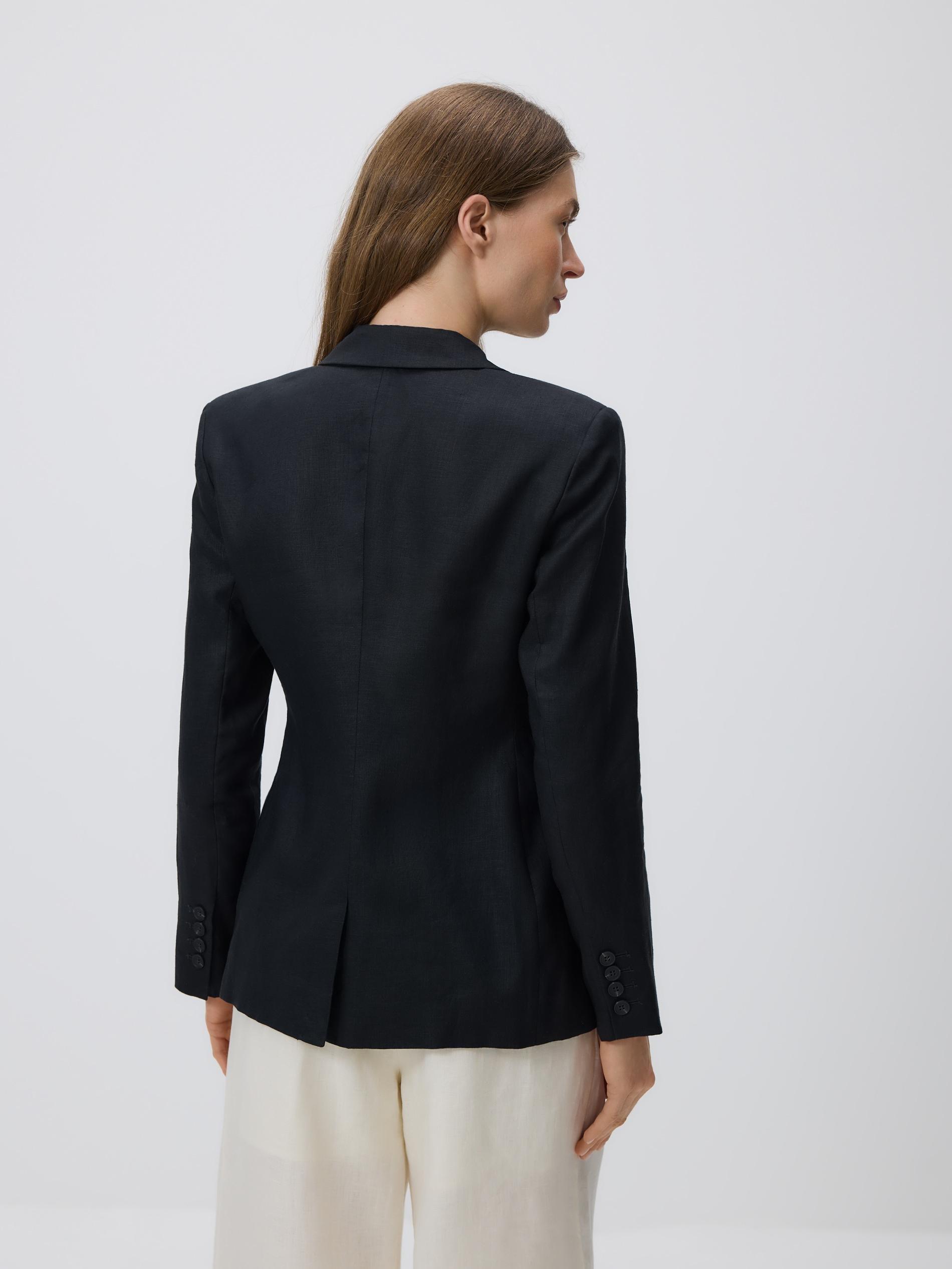 Black Linen Blazer, Black, large image number 6