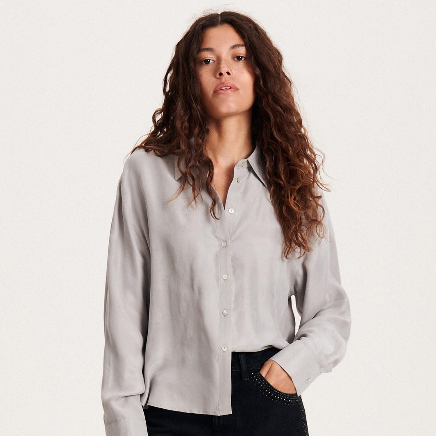 Grey Cupro Rich Shirt, , large image number 1
