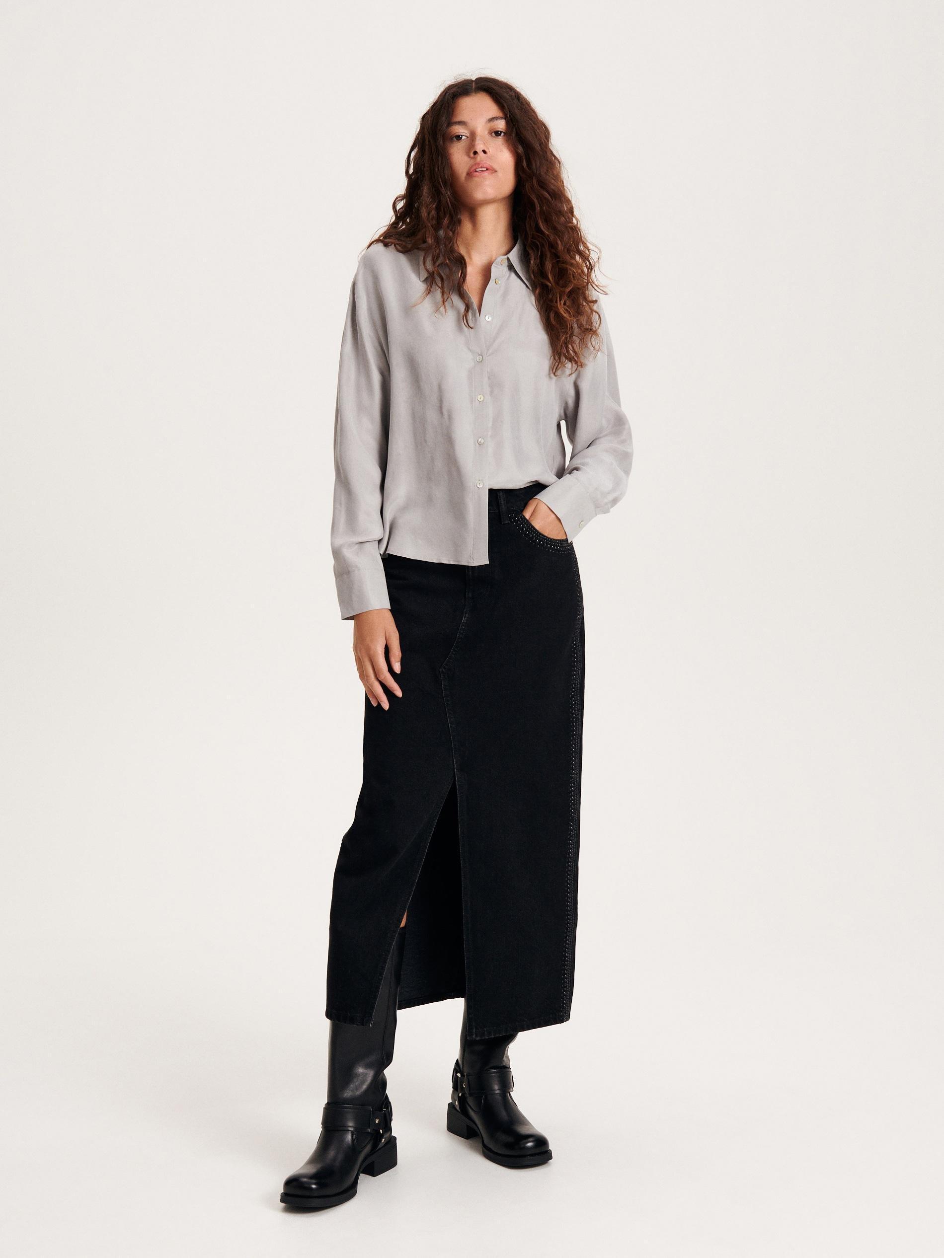 Grey Cupro Rich Shirt, , large image number 5