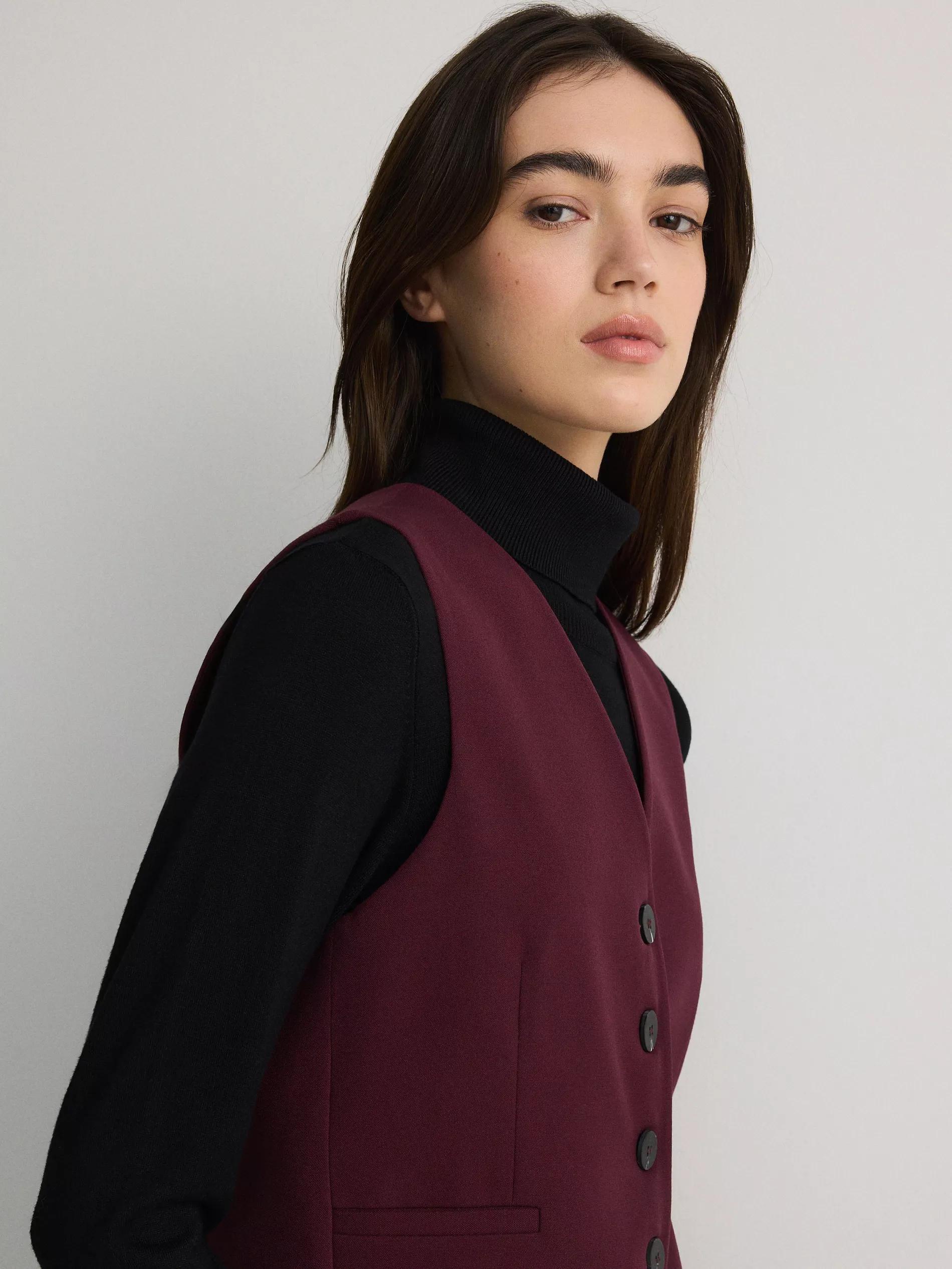 Burgundy Classic Vest With Added Viscose, , large image number 0