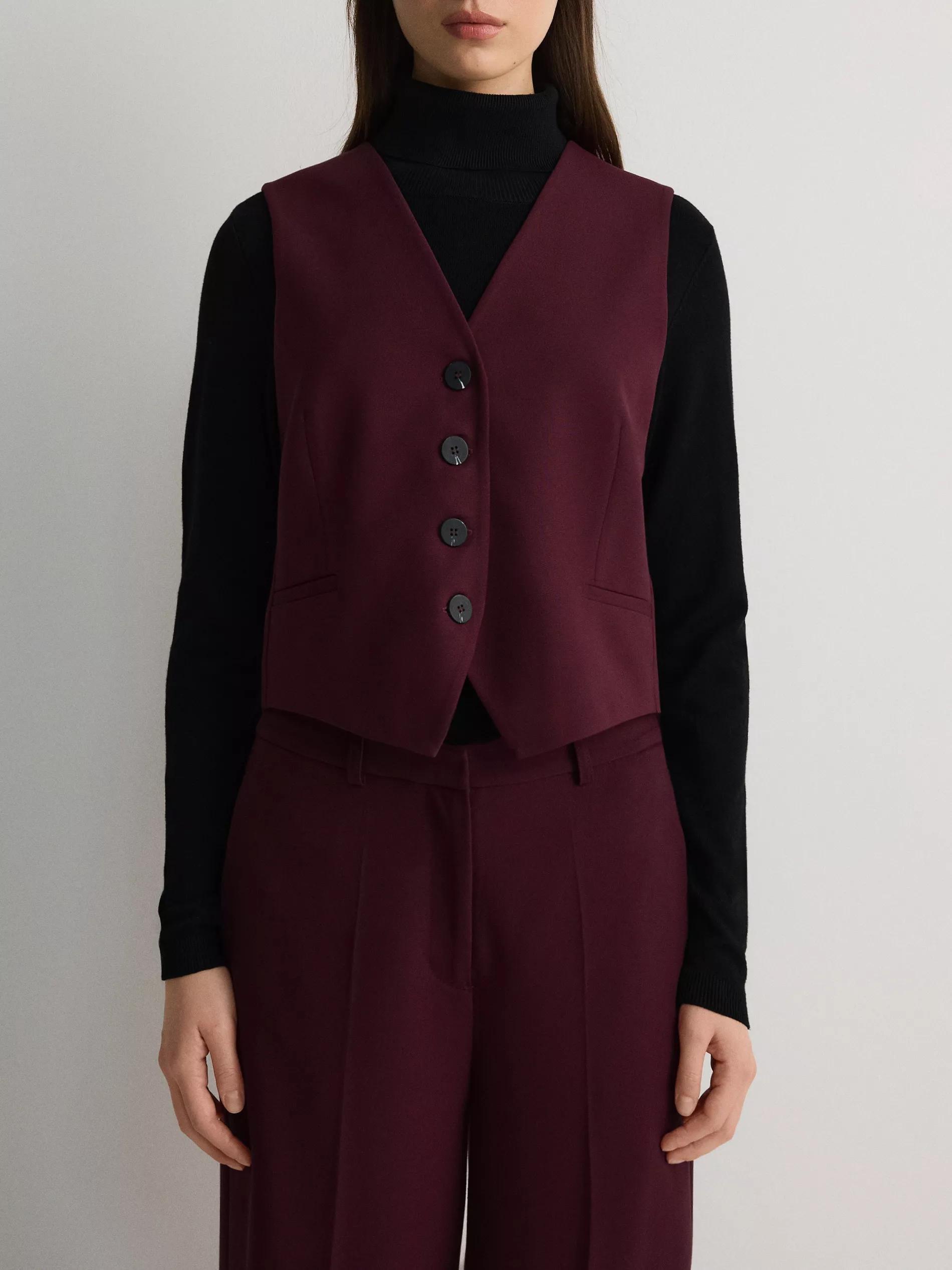 Burgundy Classic Vest With Added Viscose, , large image number 1
