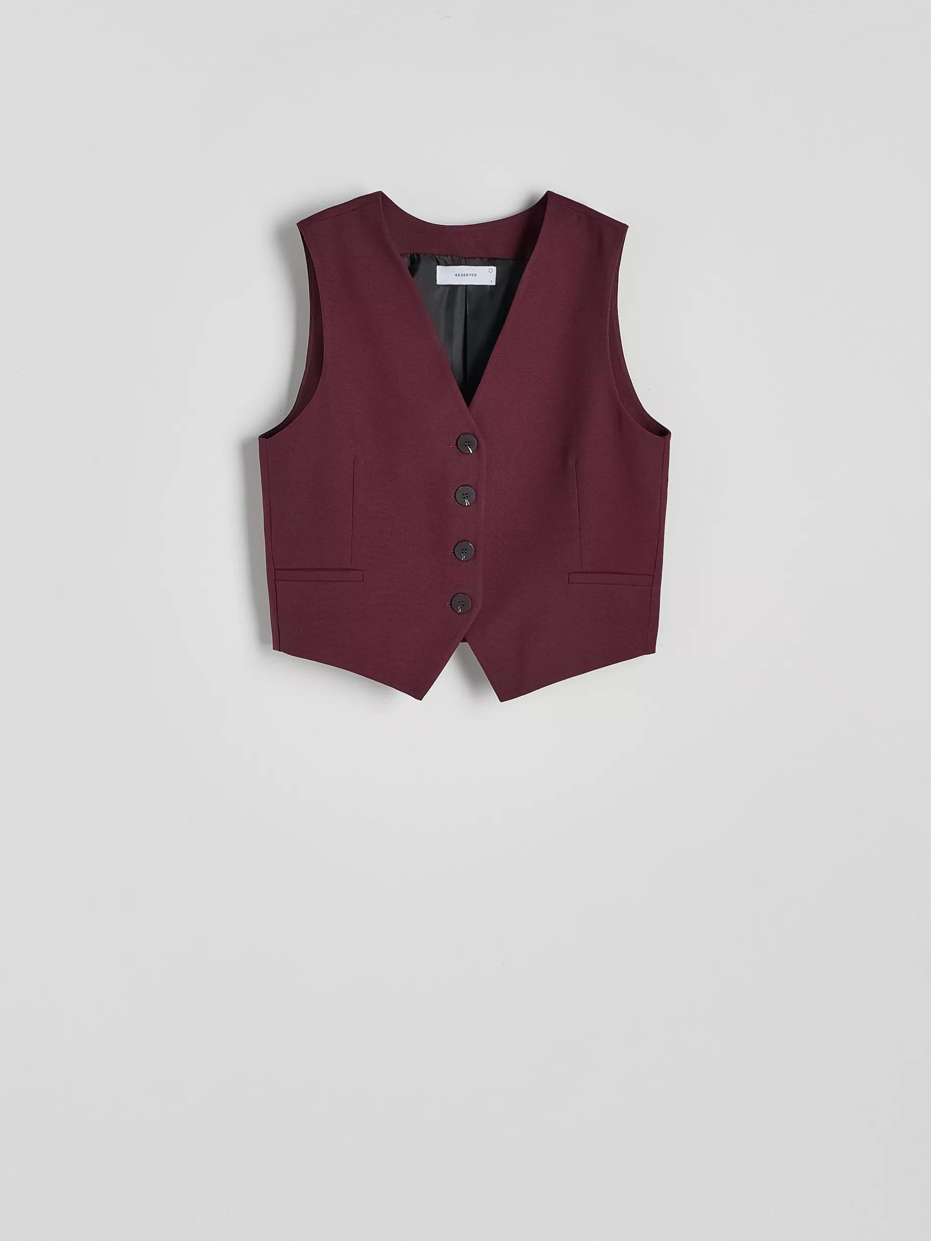 Burgundy Classic Vest With Added Viscose, , large image number 4