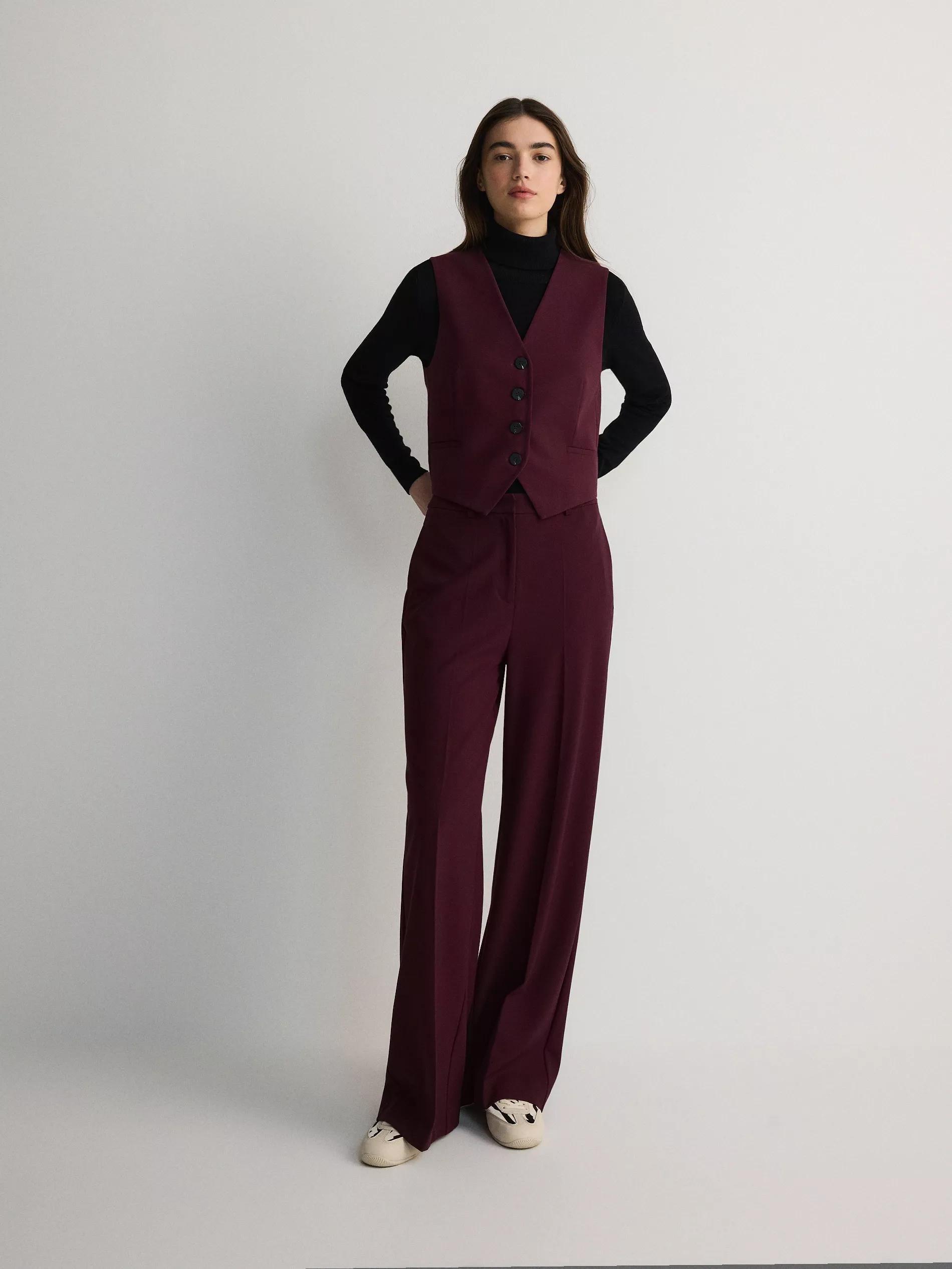 Burgundy Classic Vest With Added Viscose, , large image number 5