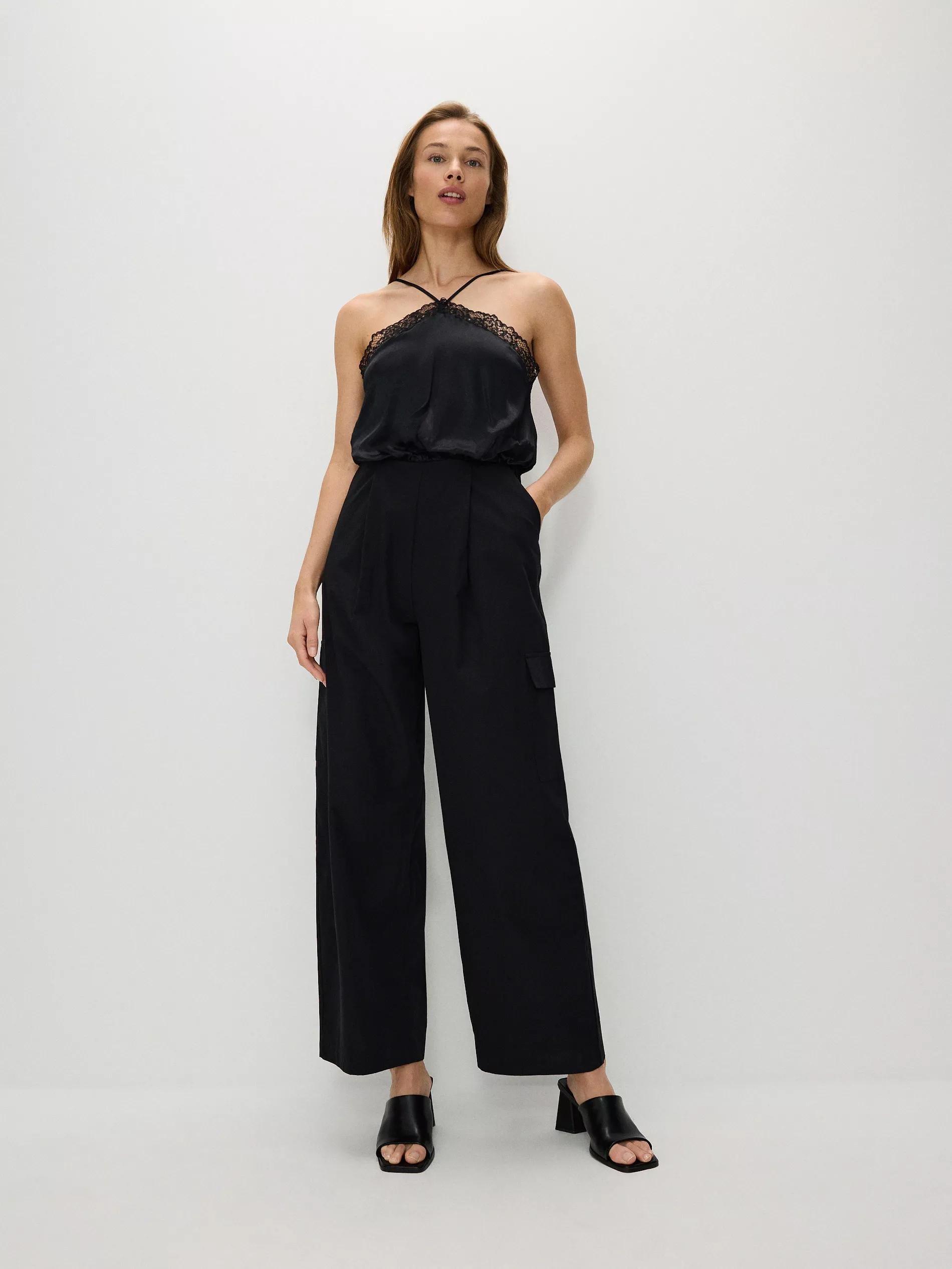 Black Cargo Jumpsuit, , large image number 1