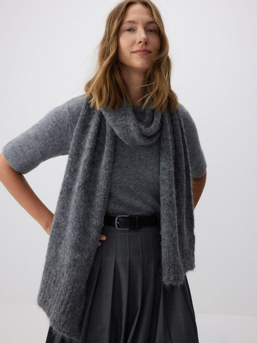 dark grey LADIES` SCARF, Grey, large image number 1