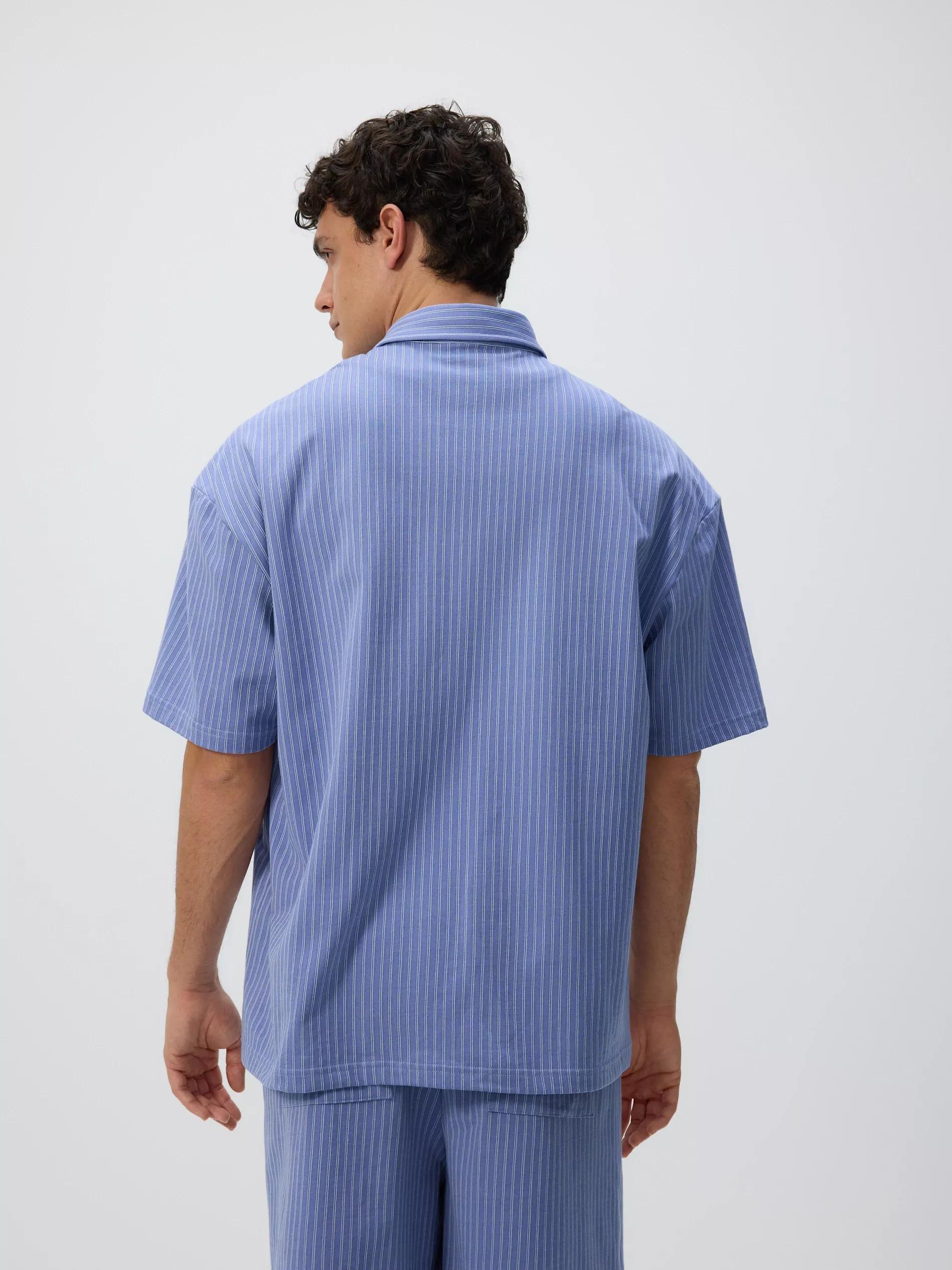 Blue Striped Oversized Shirt, Blue, large image number 4
