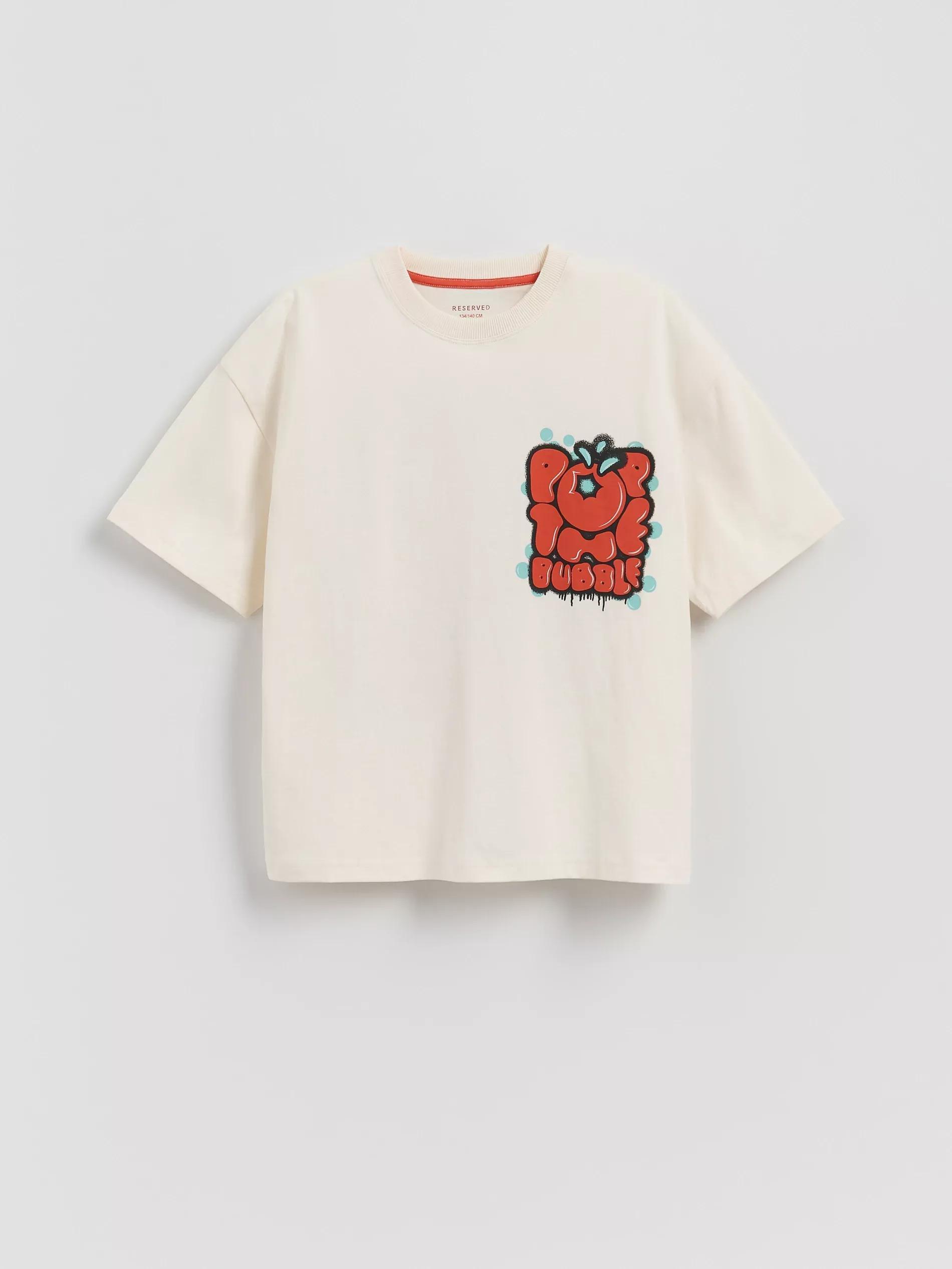 CREAM Cotton T-shirt with print, Ivory, medium