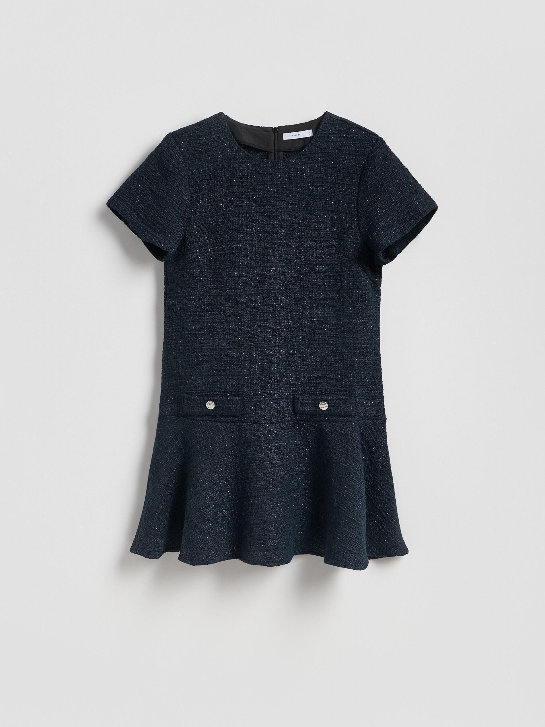 Navy Tweed Mini Dress, Navy, large image number 4