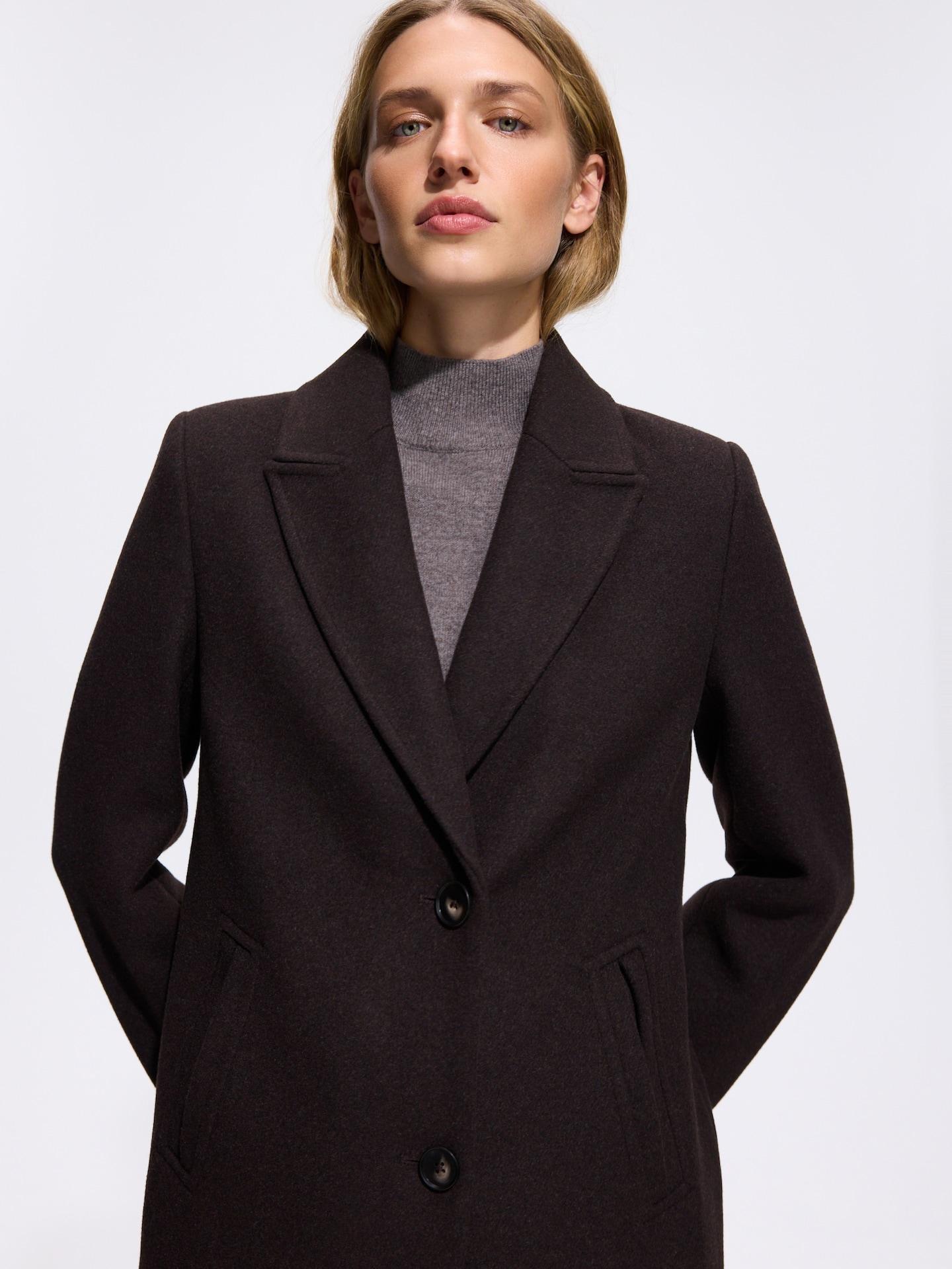 Brown Blended Wool Coat, Brown, medium