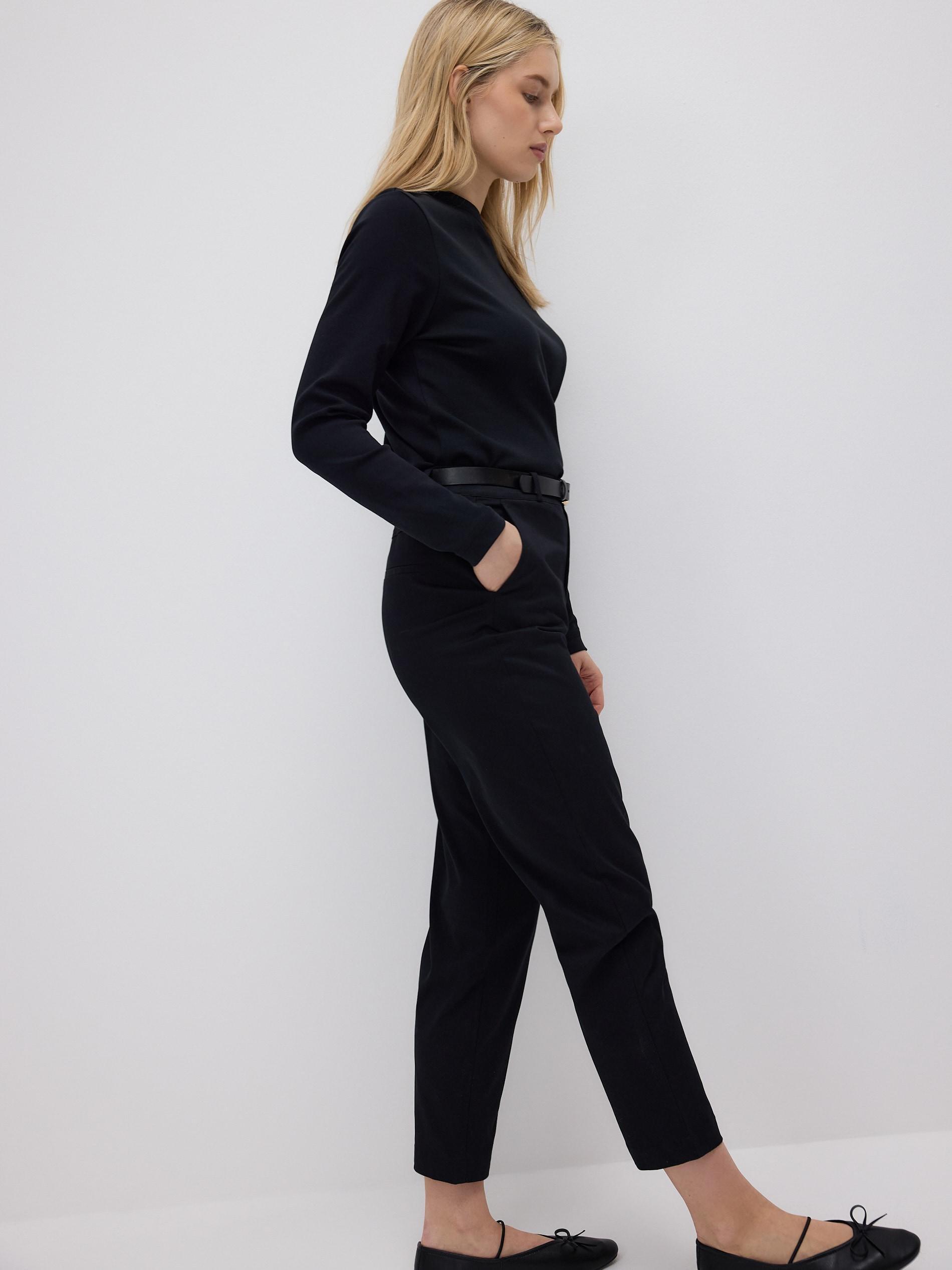 Black Fabric Trousers, Black, large image number 2