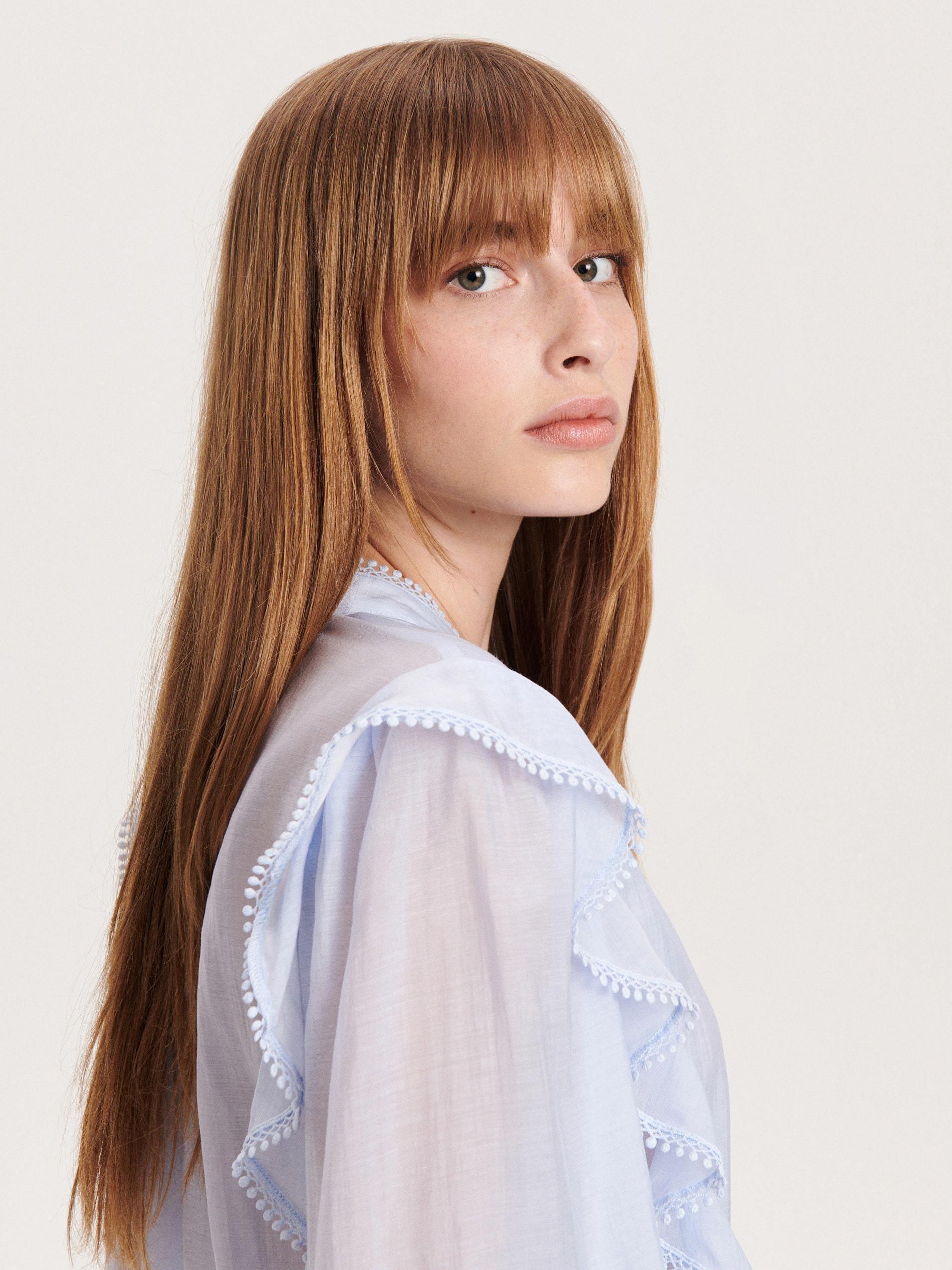 Blue Frill Detail Shirt, , large image number 1
