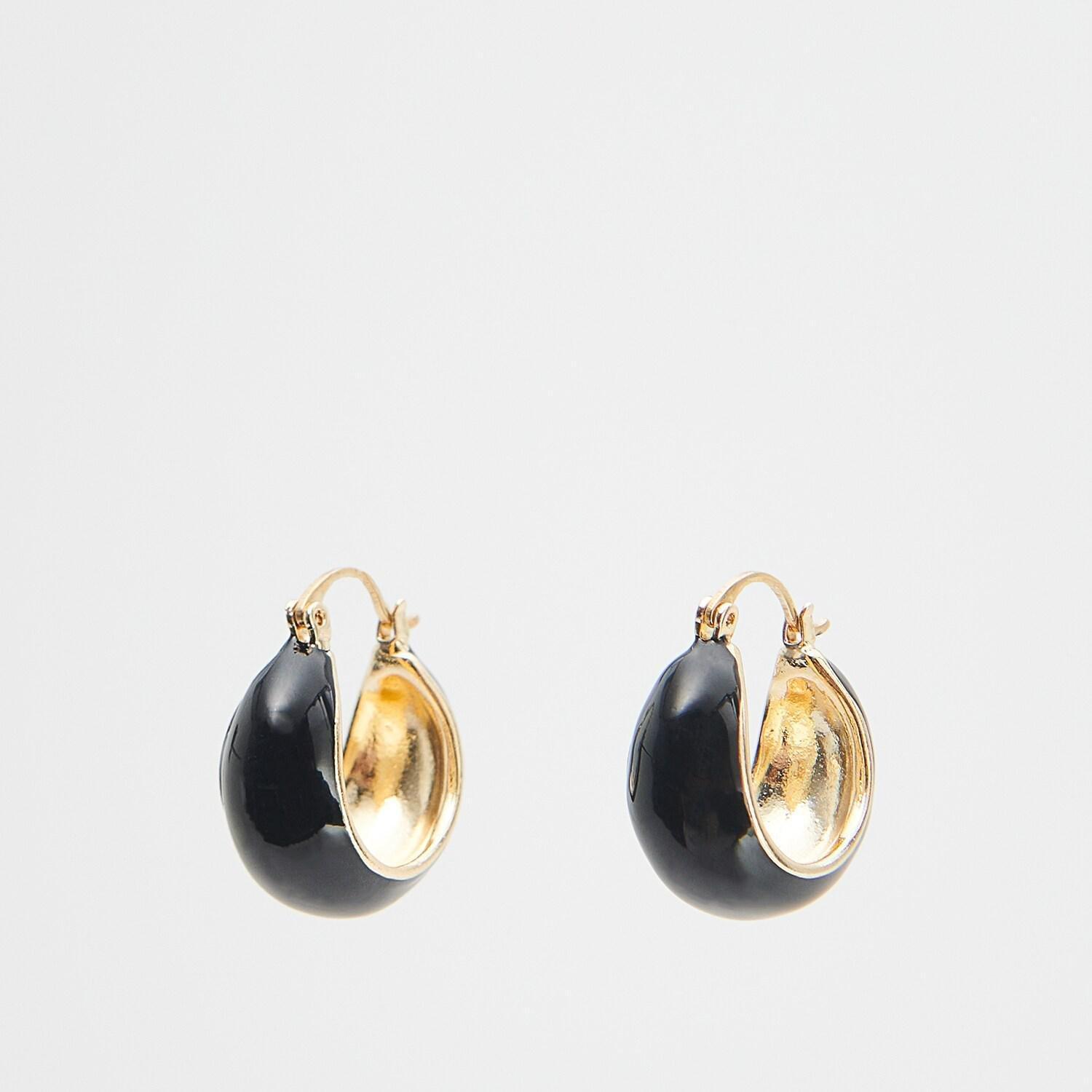 Black Circular Drop Earrings, Black, large image number 0