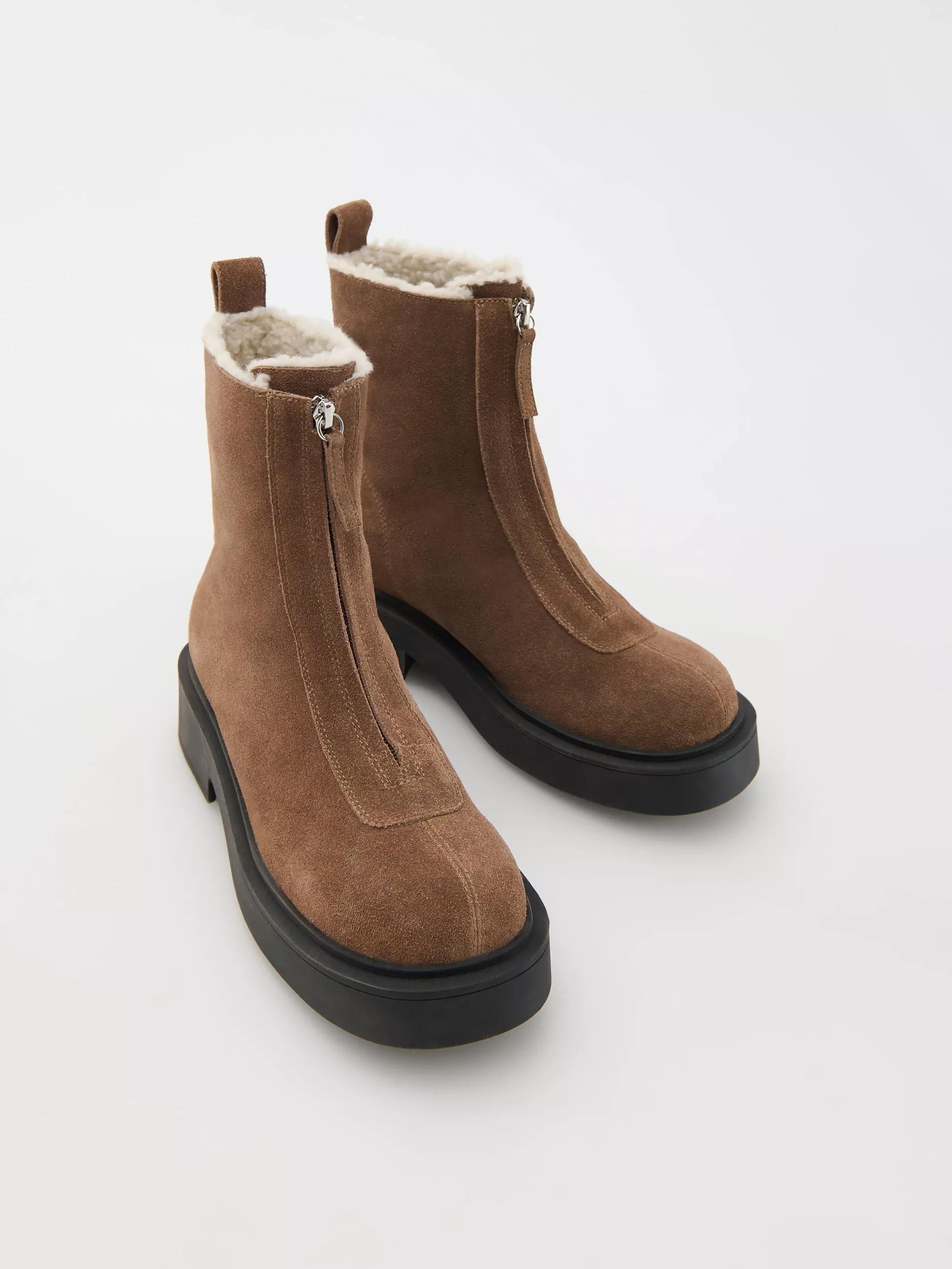 Brown Suede Ankle Boots With Zip, , large image number 0