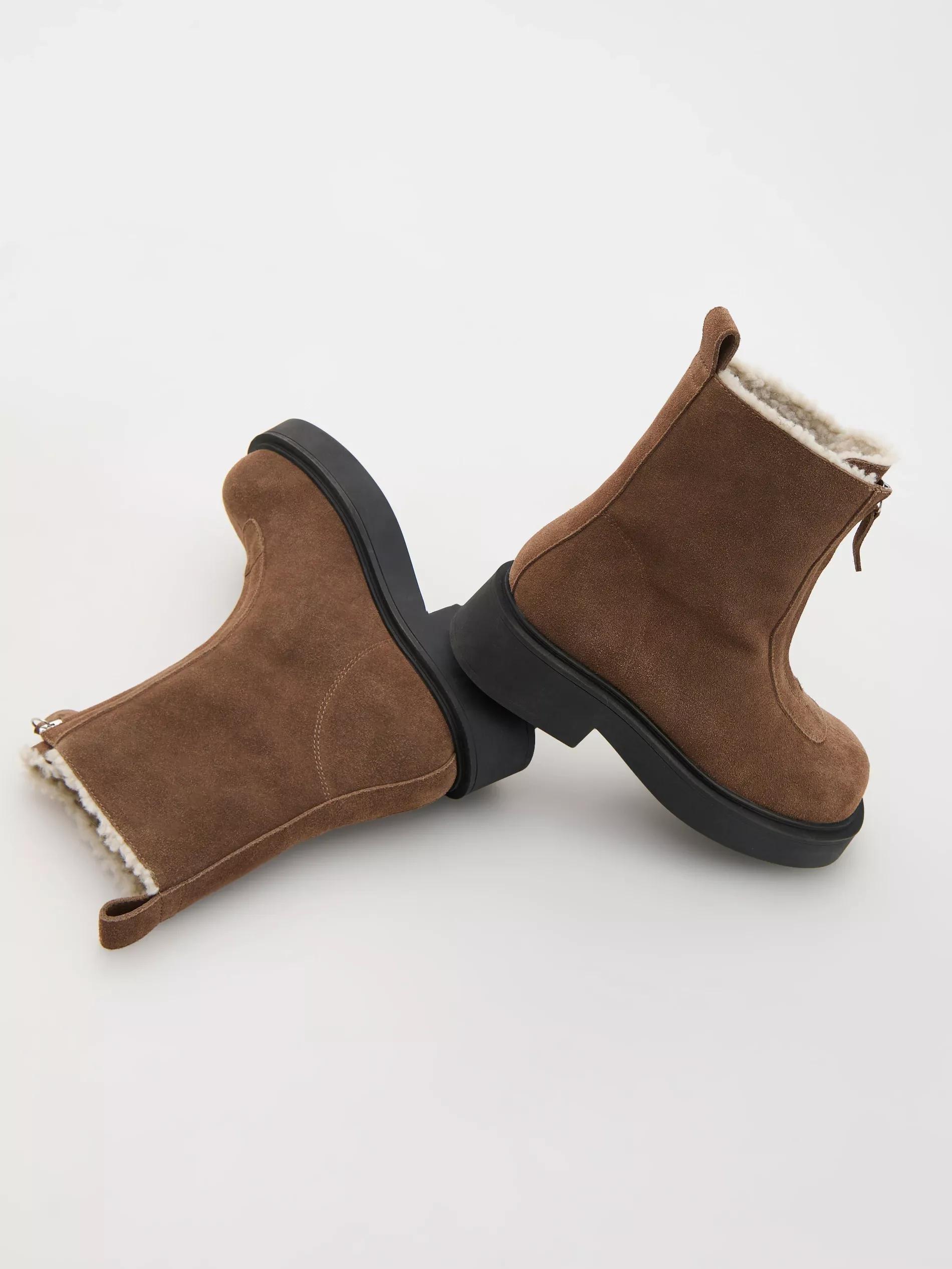 Brown Suede Ankle Boots With Zip, , large image number 2