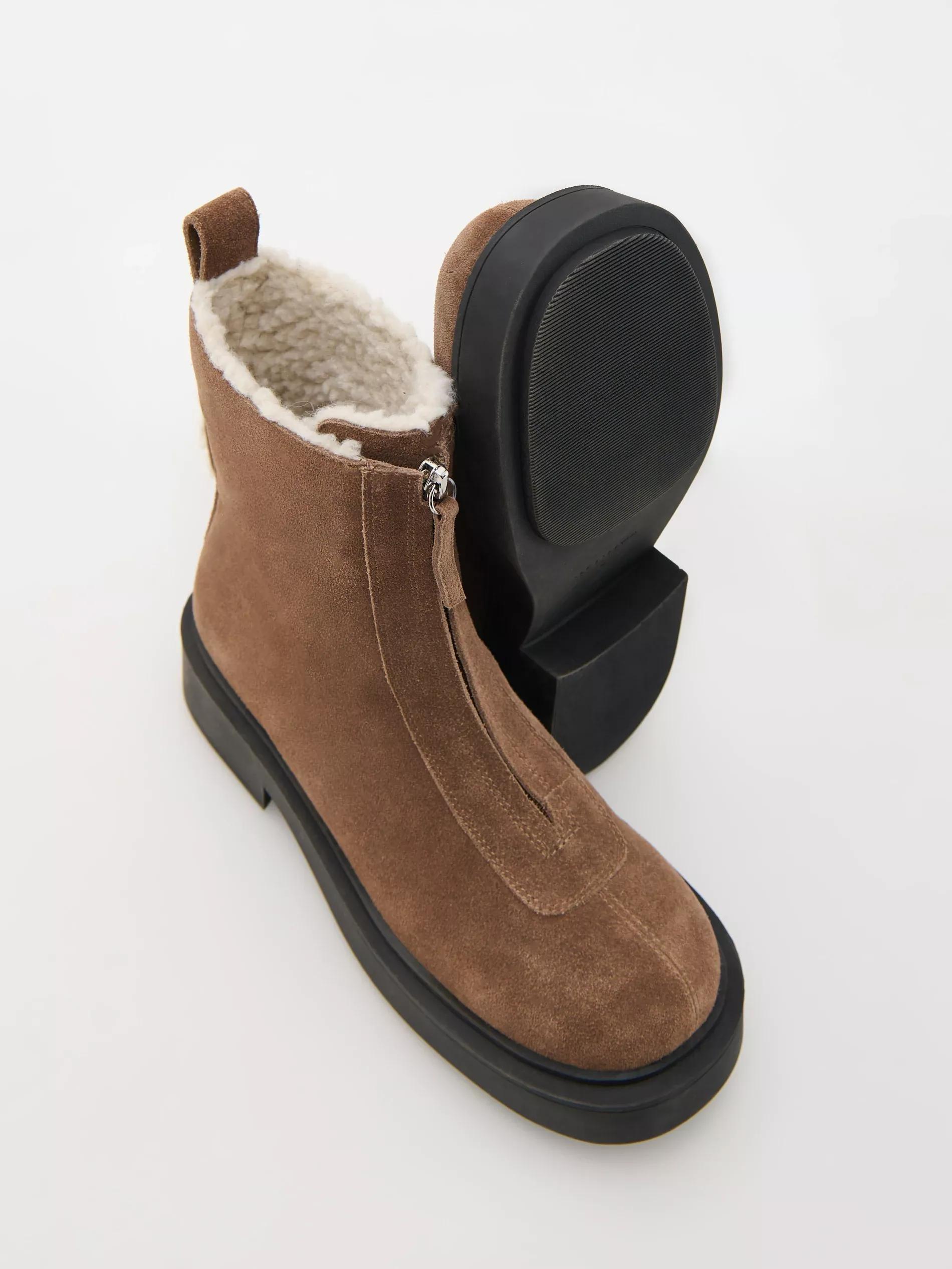 Brown Suede Ankle Boots With Zip, , large image number 4
