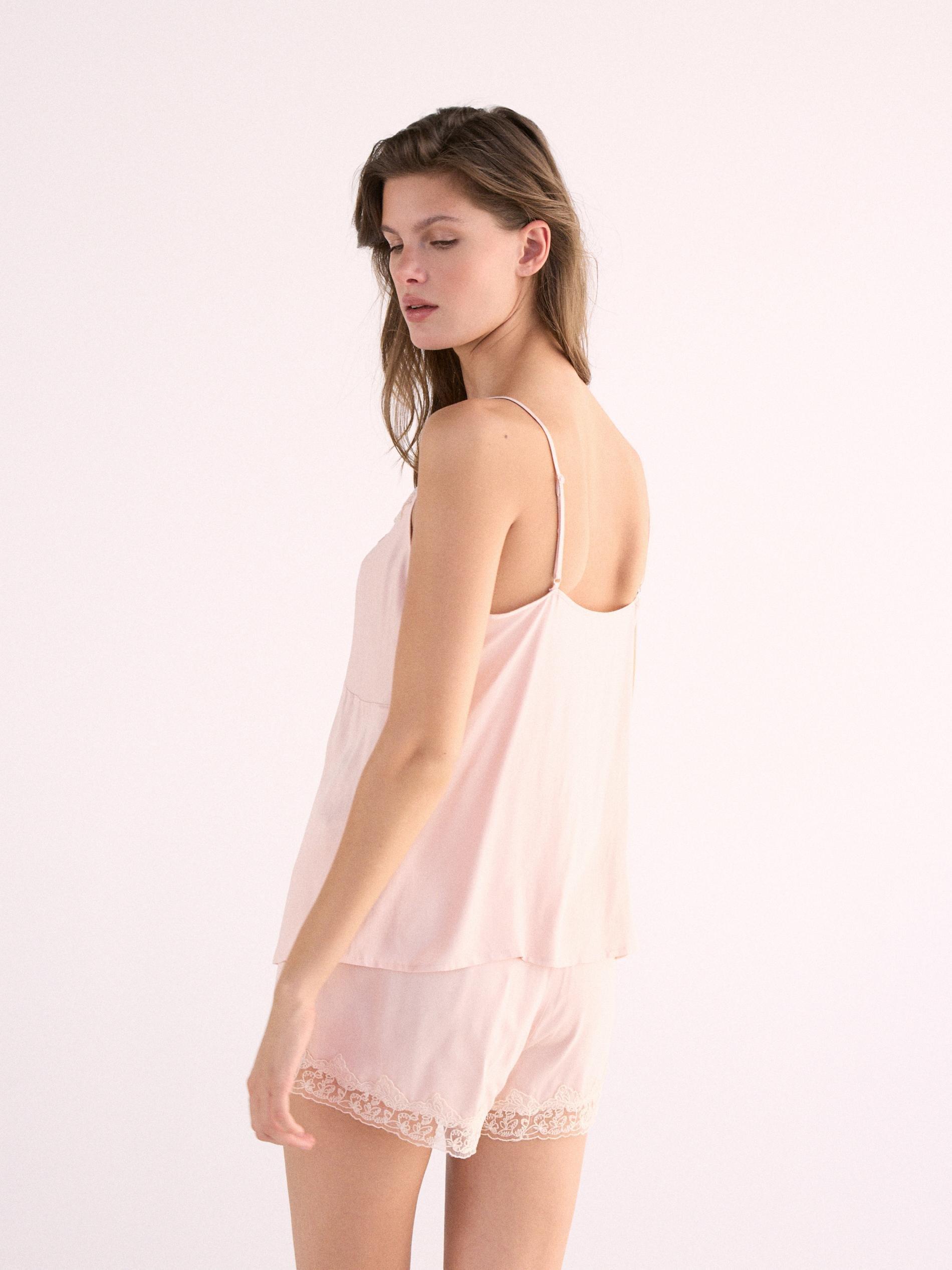 Beige Two Piece Viscose Pyjama Set, Ivory, large image number 2