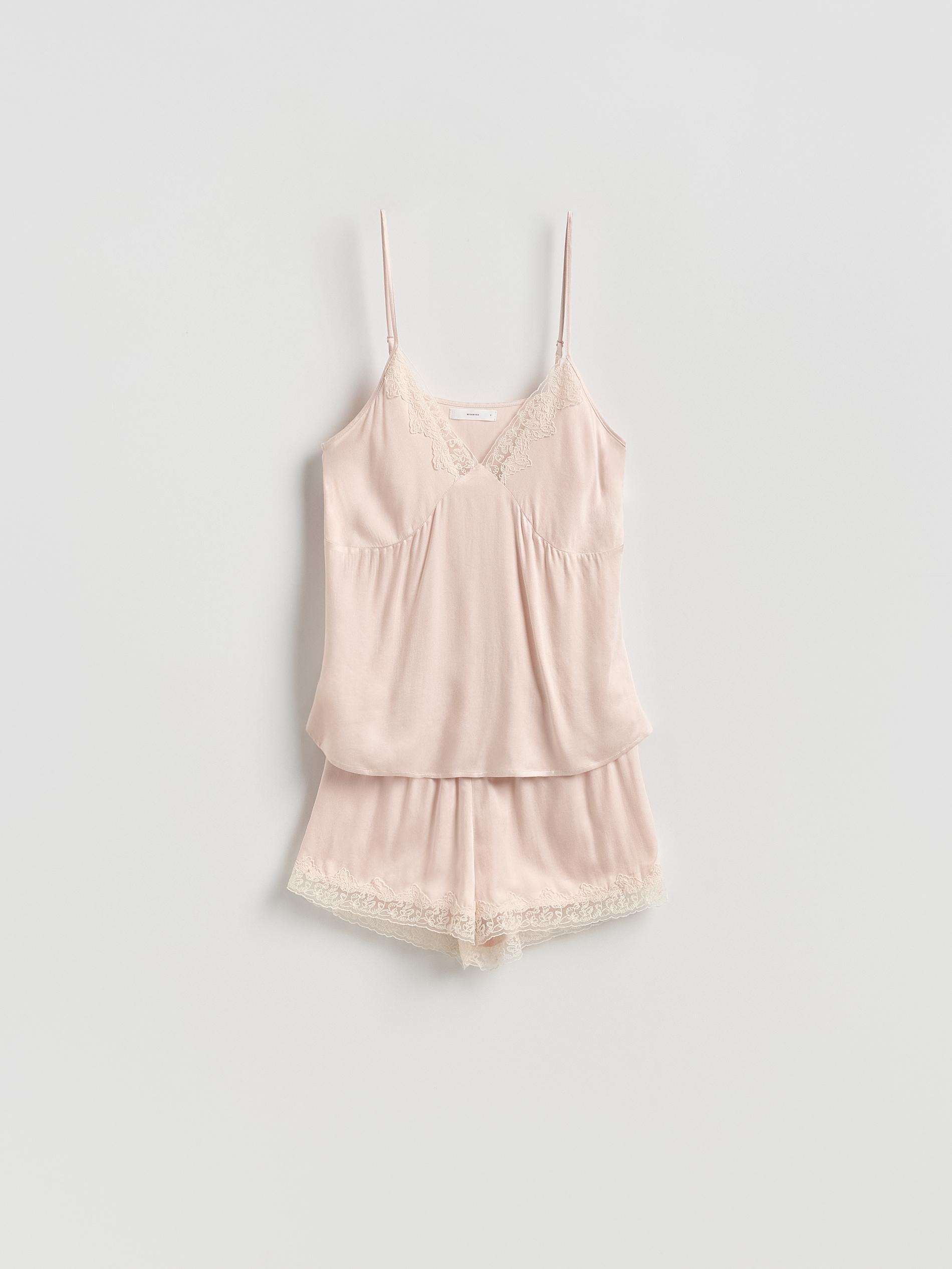 Beige Two Piece Viscose Pyjama Set, Ivory, large image number 3