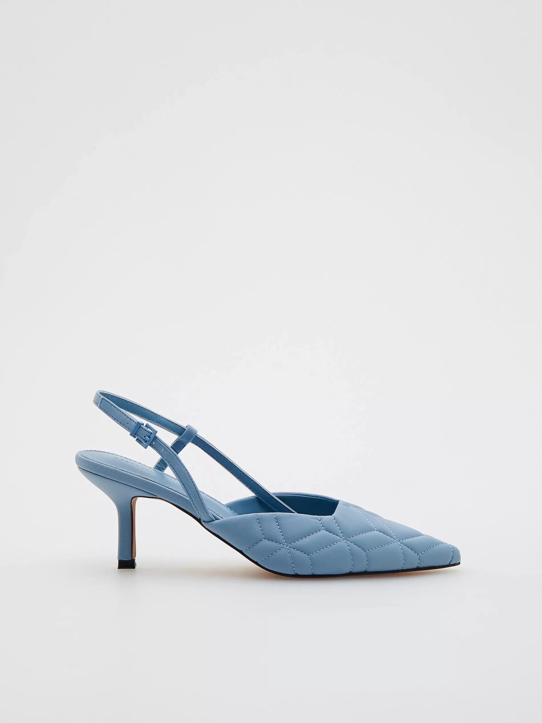 Pale Blue Spool Heel Pumps, , large image number 1