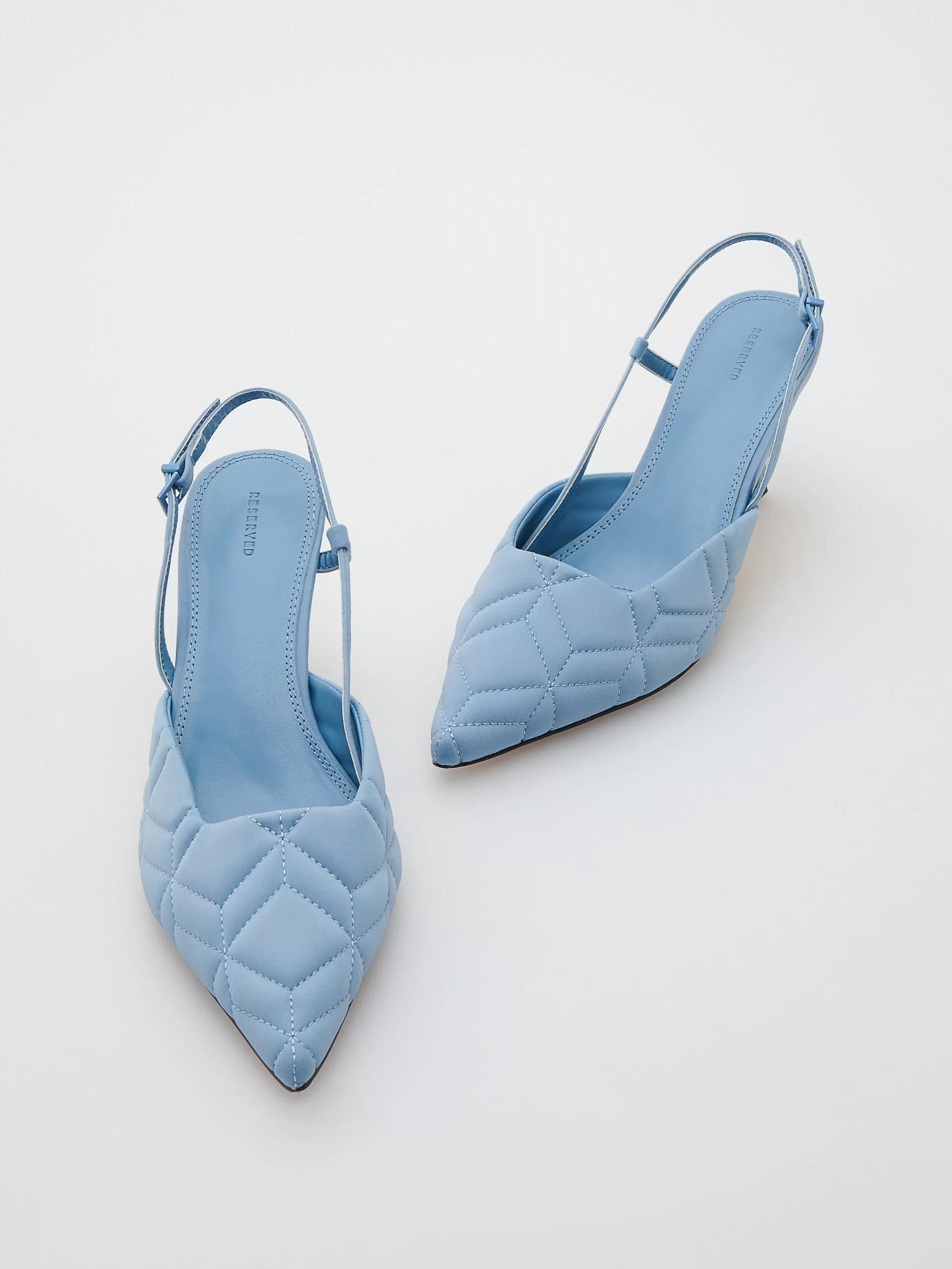 Pale Blue Spool Heel Pumps, , large image number 2
