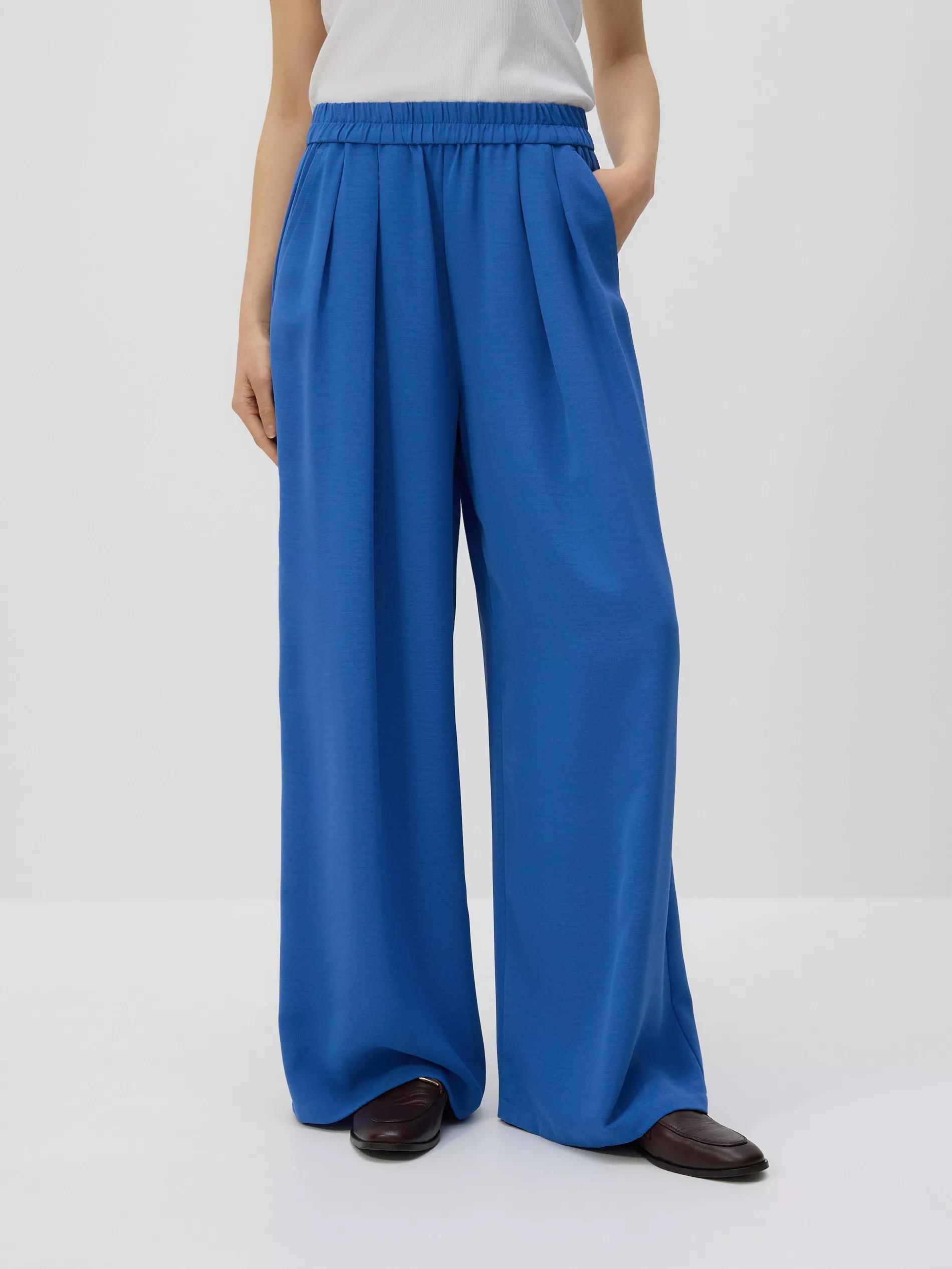 Blue Loose Trousers With Pleats, Blue, medium