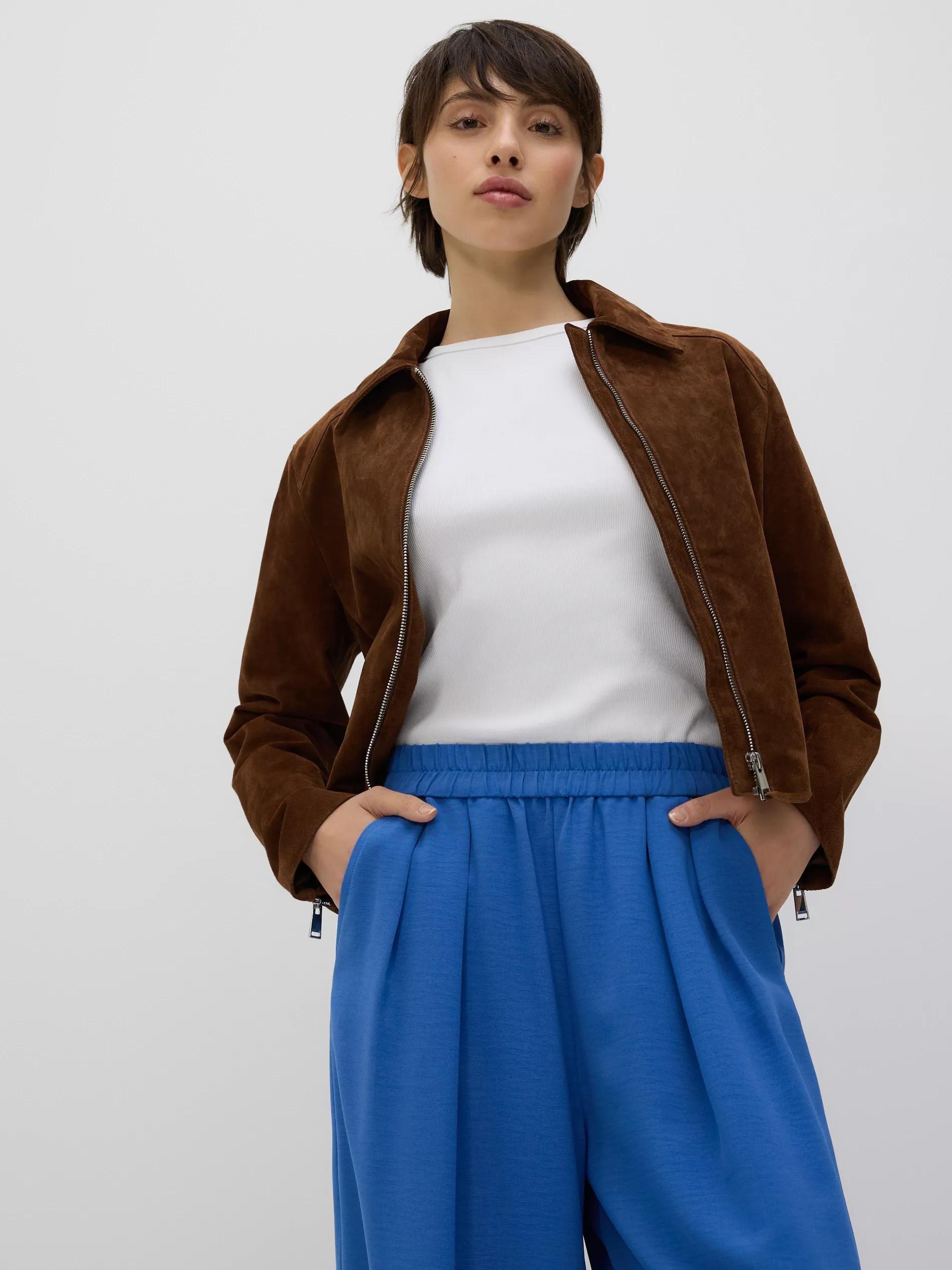 Blue Loose Trousers With Pleats, Blue, medium