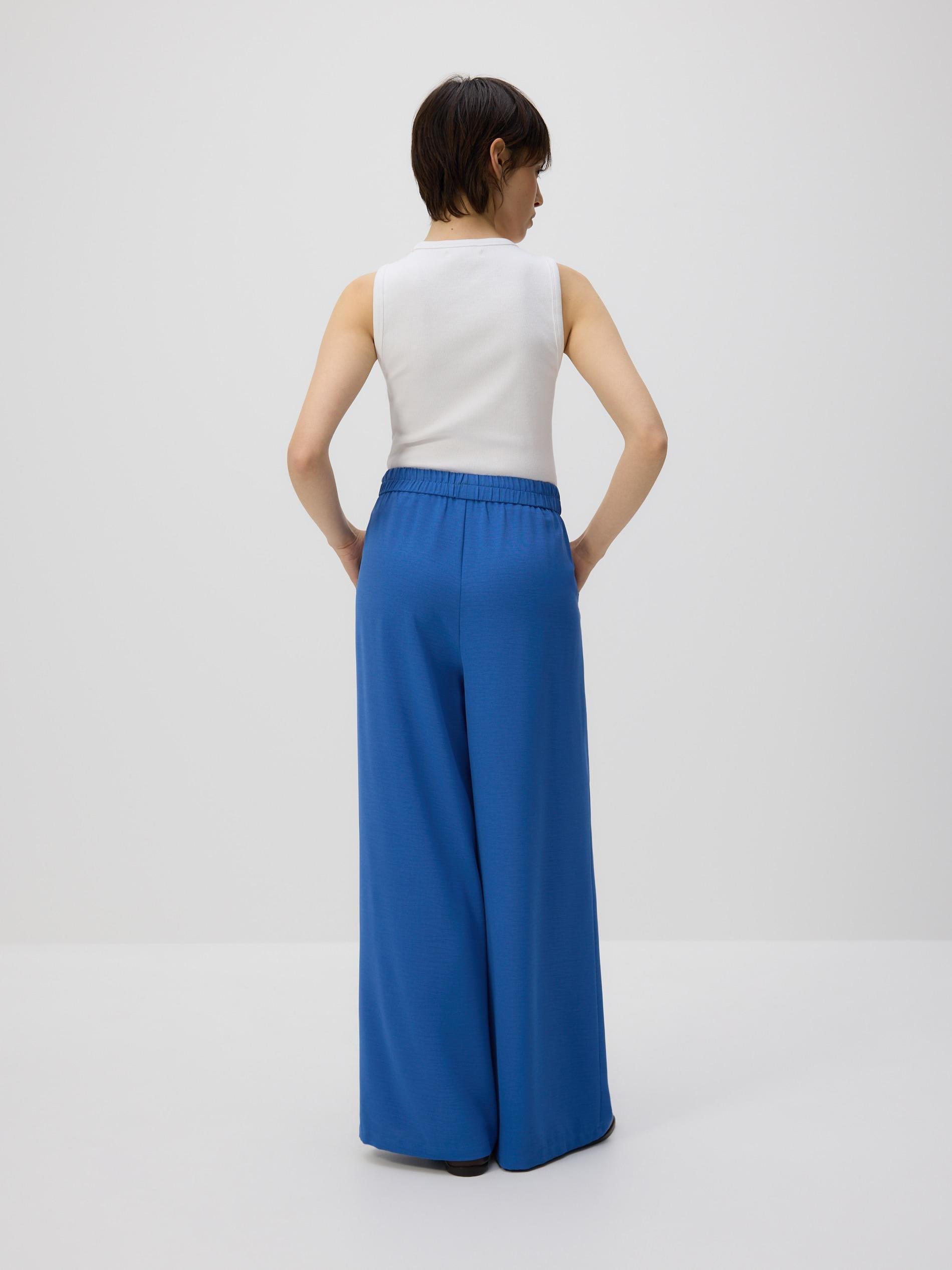 Blue Loose Trousers With Pleats, , large image number 3