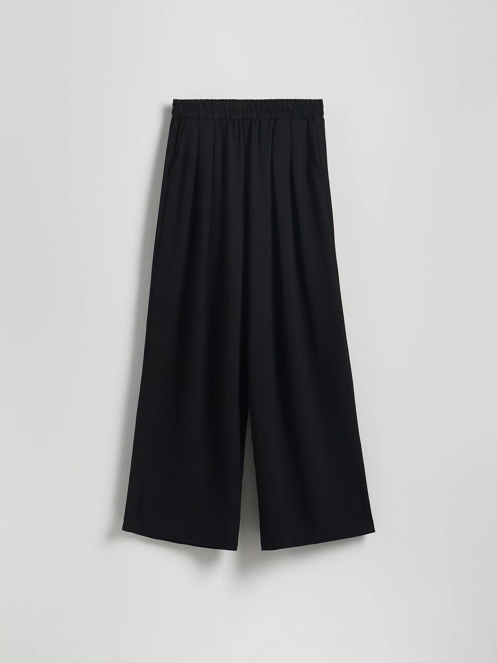 Black Loose Trousers With Pleats, Black, large image number 4