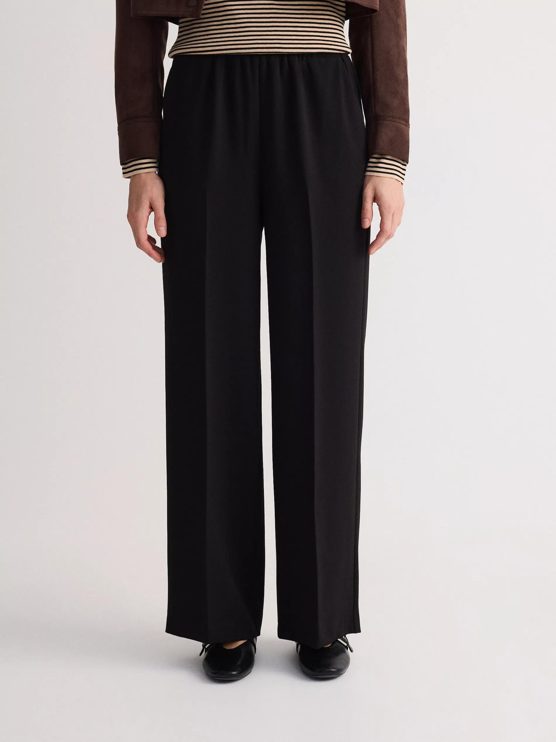 Black Trousers With Pressed Crease, Black, large image number 0