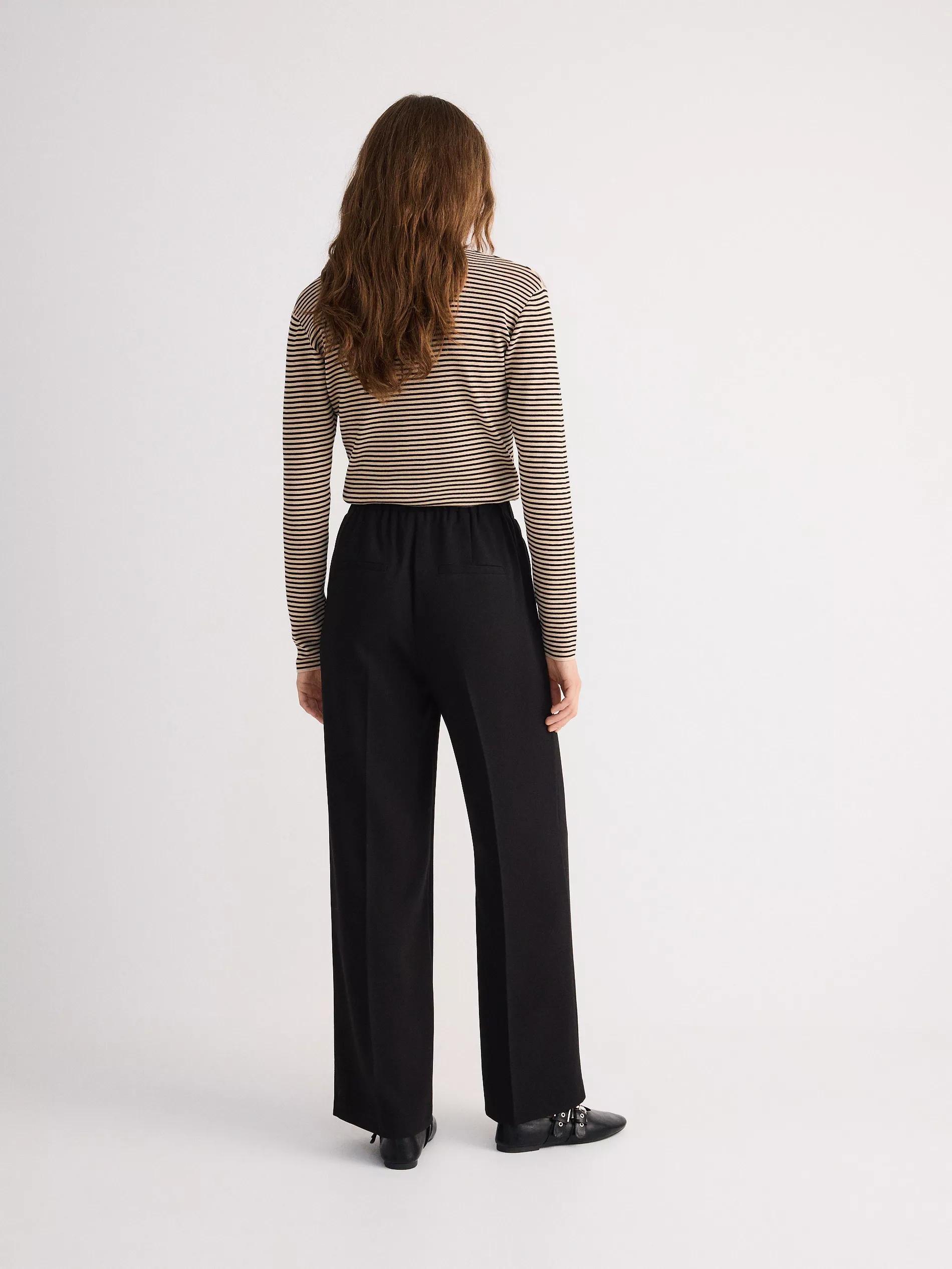 Black Trousers With Pressed Crease, Black, large image number 2